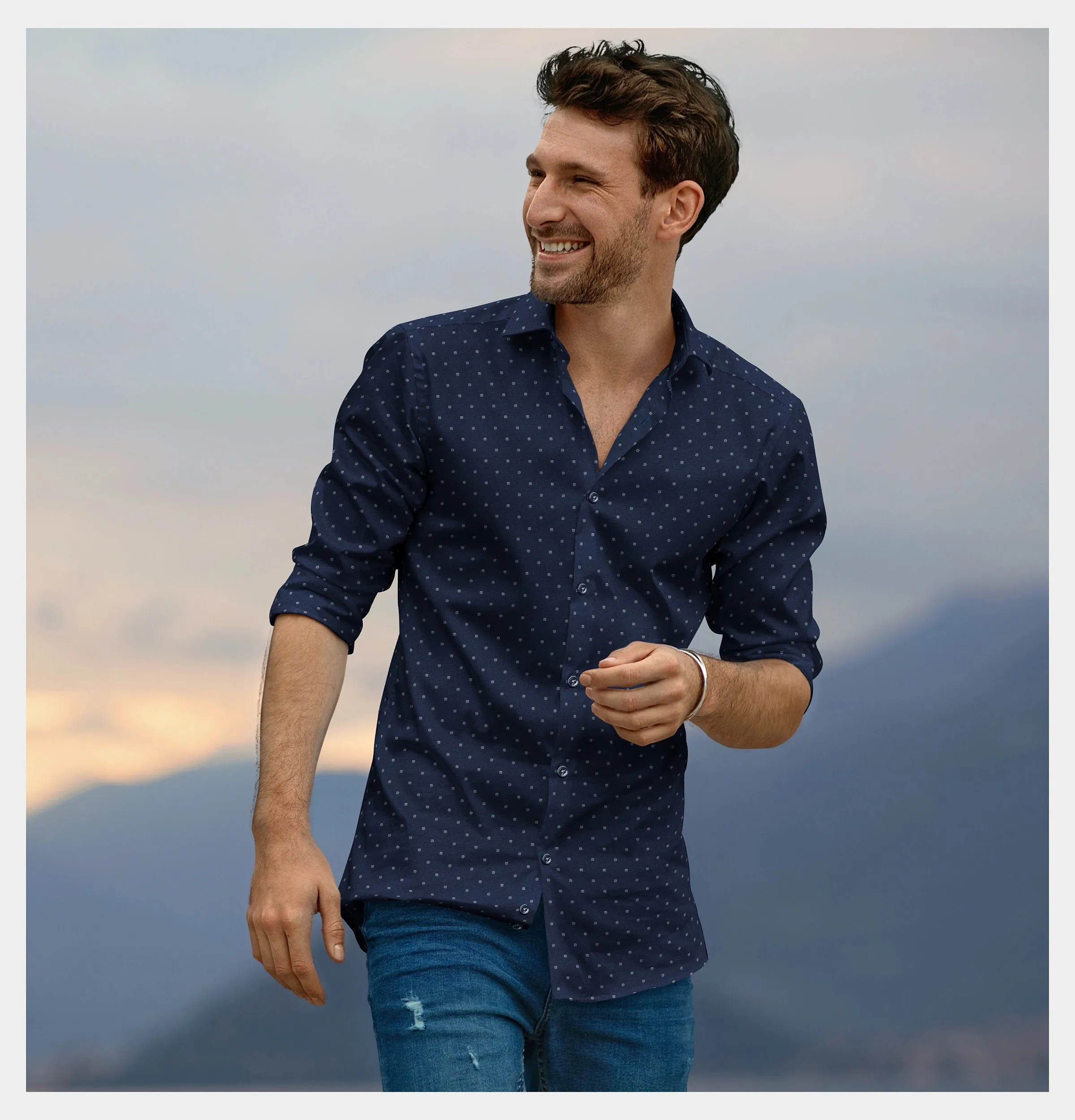 Pure Cotton - Long Sleeve - Navy Print Flowers sold by Airthreads product image thumbnail 4