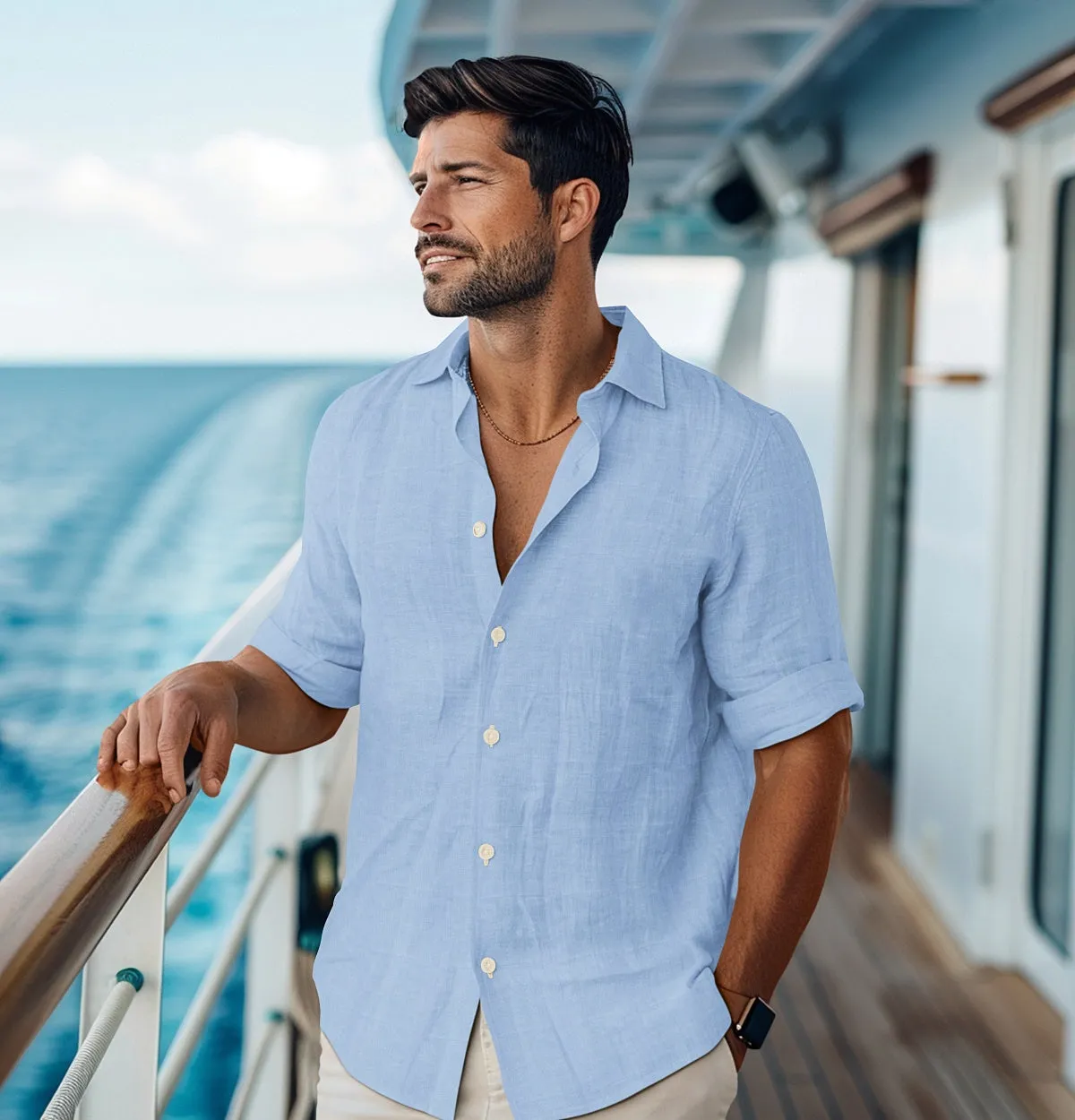 Cotton Linen - Long Sleeve - Sky Blue sold by Airthreads product image thumbnail 3