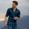 Ocean Blue - Long Sleeve 100% Cotton Shirt sold by Airthreads