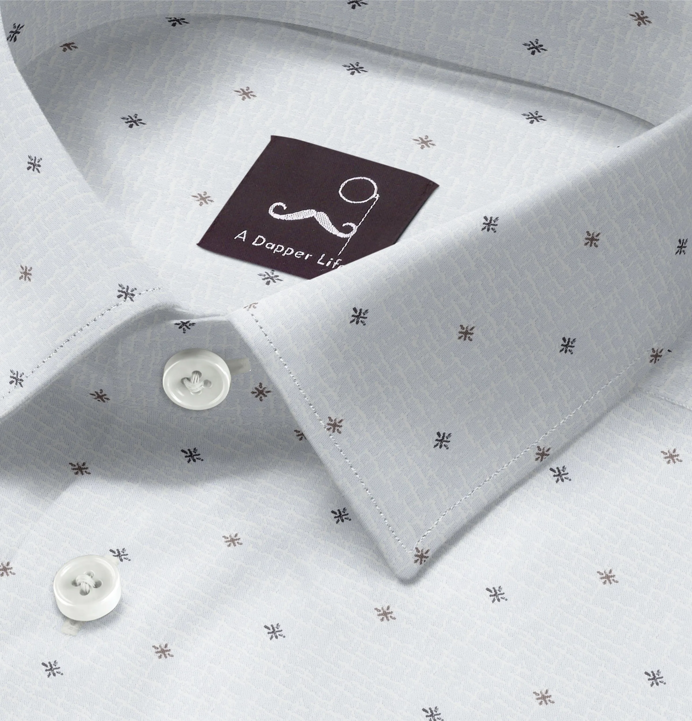 Pure Cotton - Long Sleeve - Light Gray with Brown Stars sold by Airthreads product image thumbnail 2