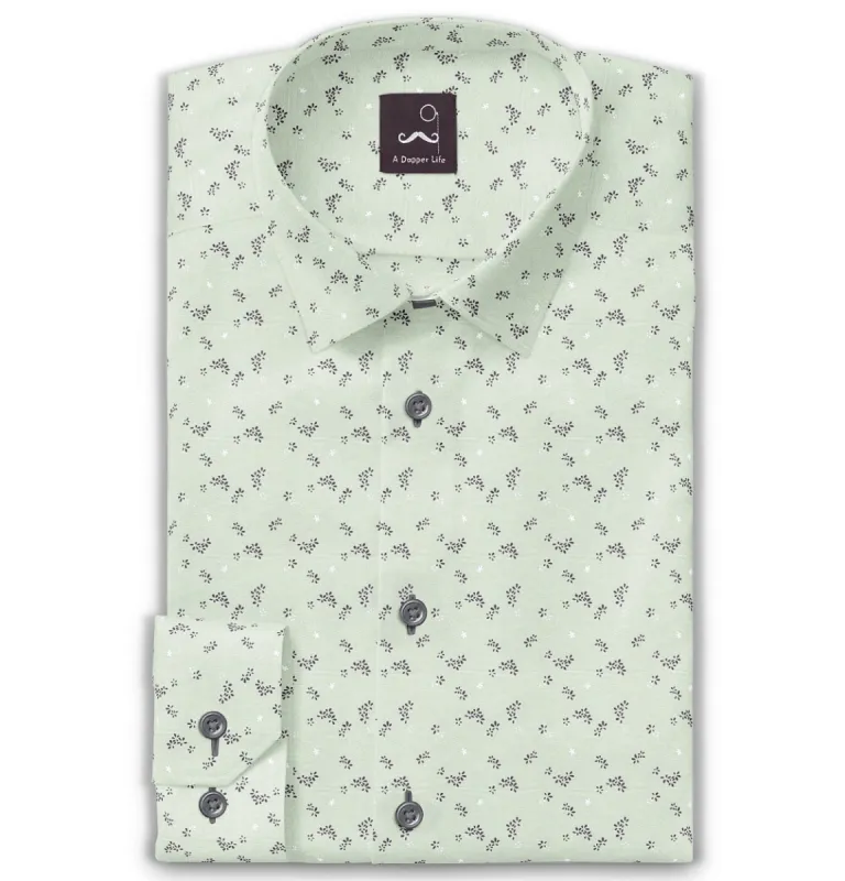 Pure Cotton - Long Sleeve - Mint Floral Print sold by Airthreads