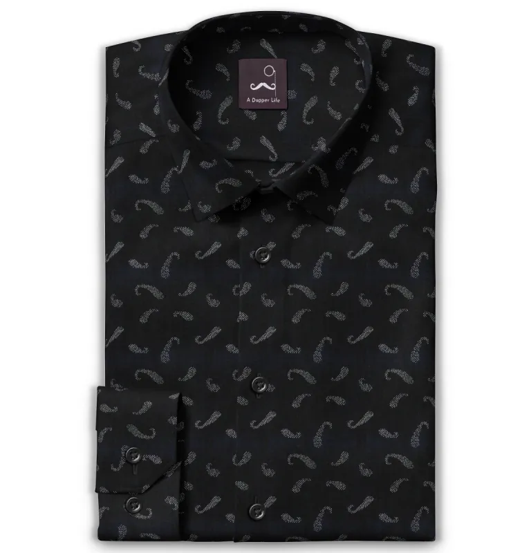 Pure Cotton - Long Sleeve - Black Paisley sold by Airthreads
