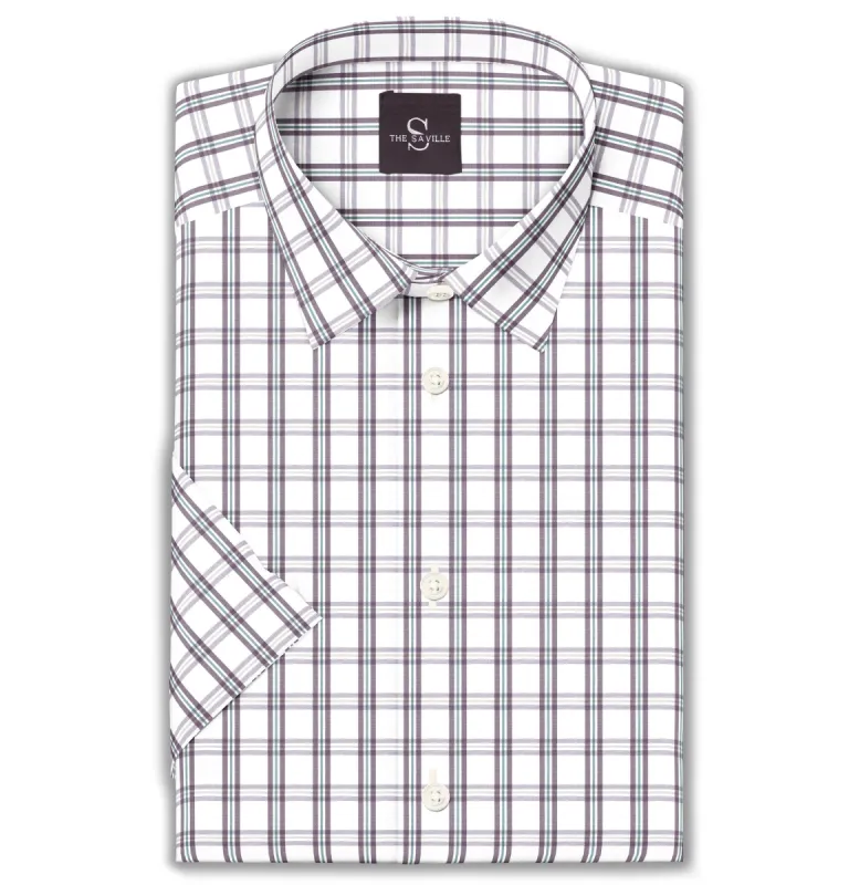 Wrinkle-free Brown and Green Checks - Short Sleeve sold by Airthreads
