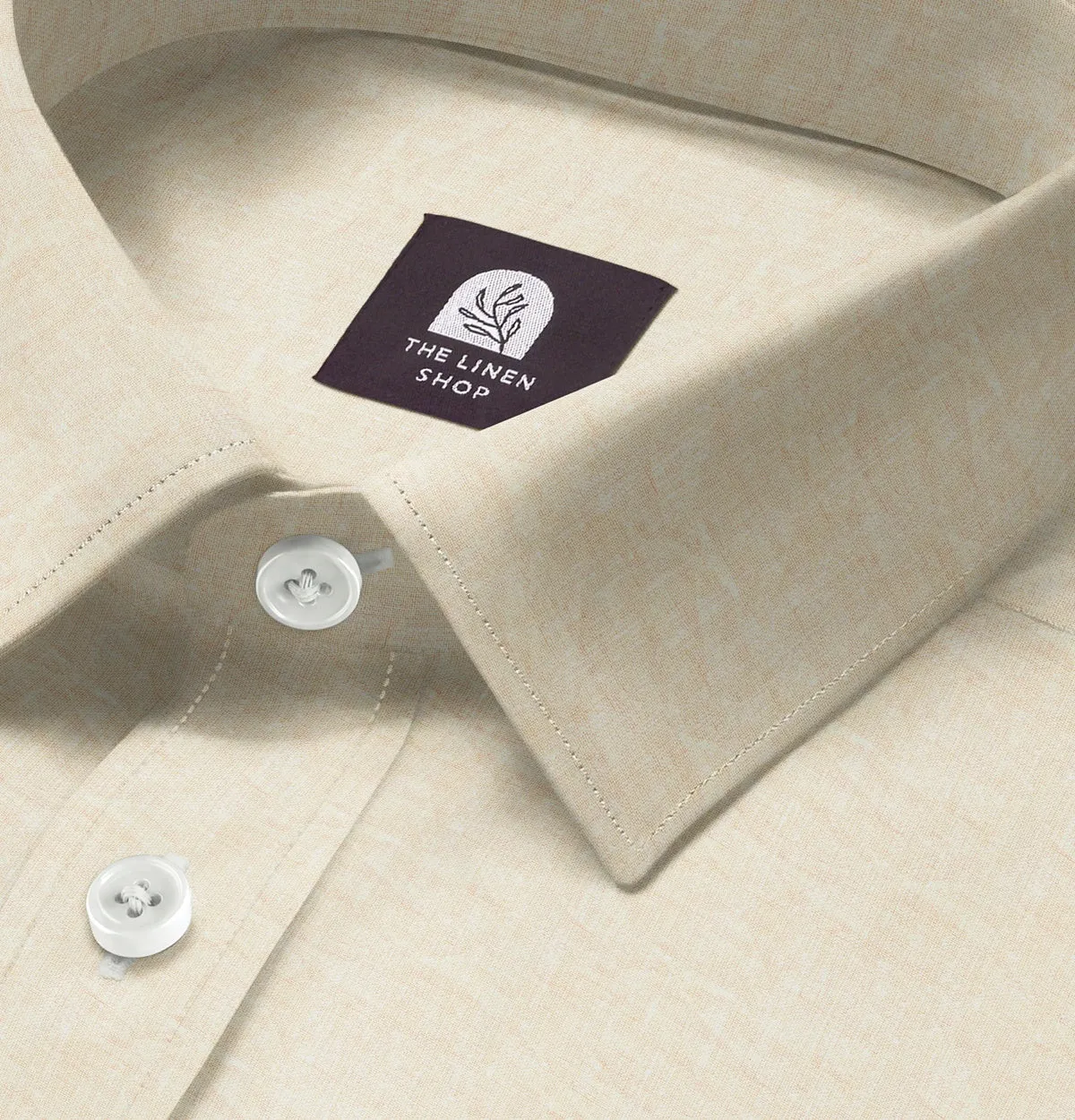 Short Sleeve Linen Shirt in Light Beige sold by Airthreads product image thumbnail 2