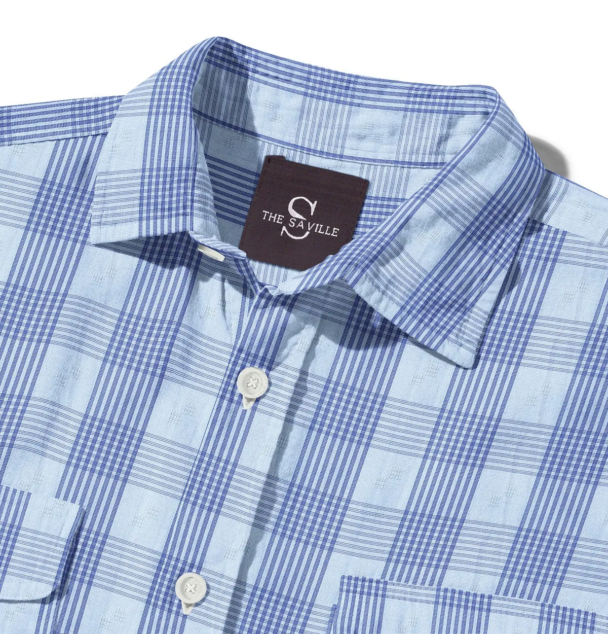 Wrinkle-free Blue with Dark Blue Checks - Double Pocket - Long Sleeve sold by Airthreads product image thumbnail 2