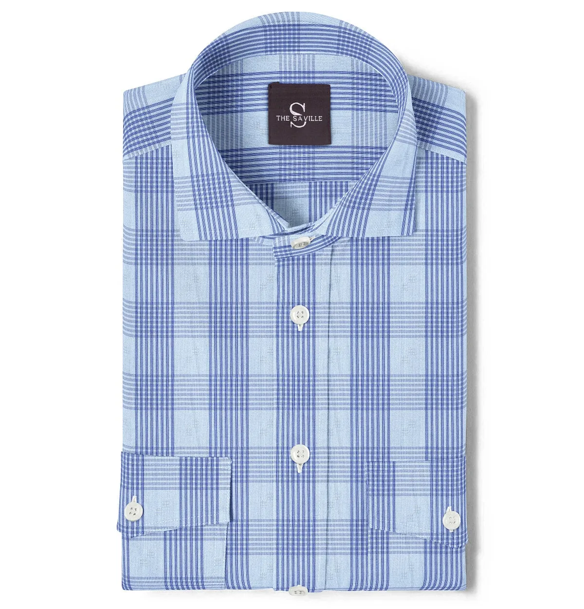 Wrinkle-free Blue with Dark Blue Checks - Double Pocket - Long Sleeve sold by Airthreads