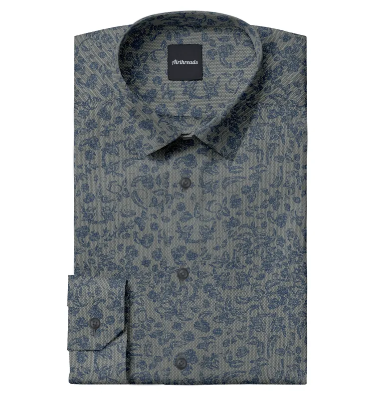 Long Sleeve Cotton Shirt - Brown Floral sold by Airthreads