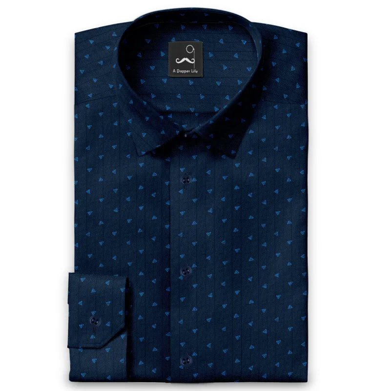 Pure Cotton - Long Sleeve - Navy with blue triangles sold by Airthreads
