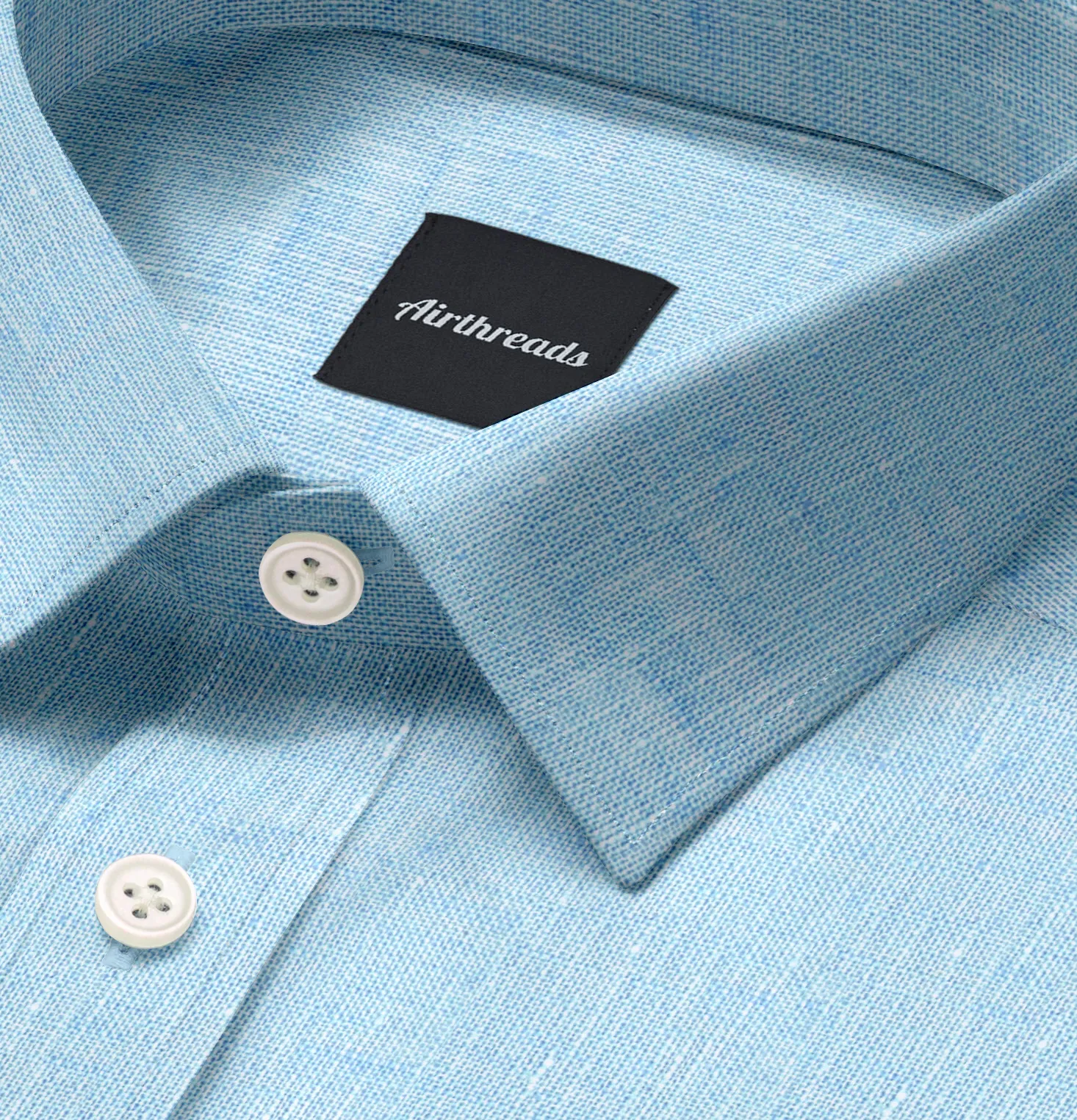 Short Sleeve Linen Shirt in Sky Blue sold by Airthreads product image thumbnail 2