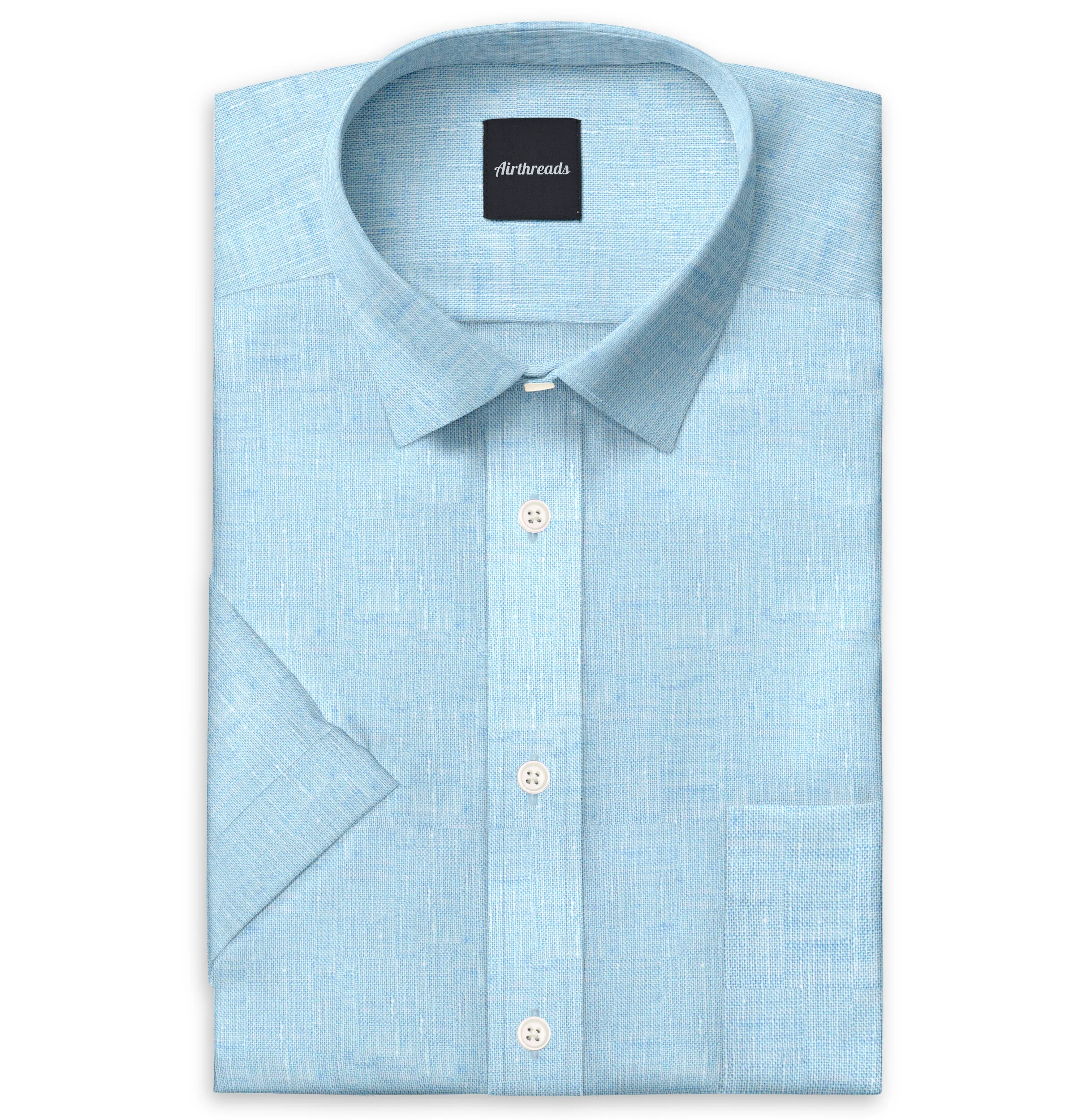 Short Sleeve Linen Shirt in Sky Blue sold by Airthreads