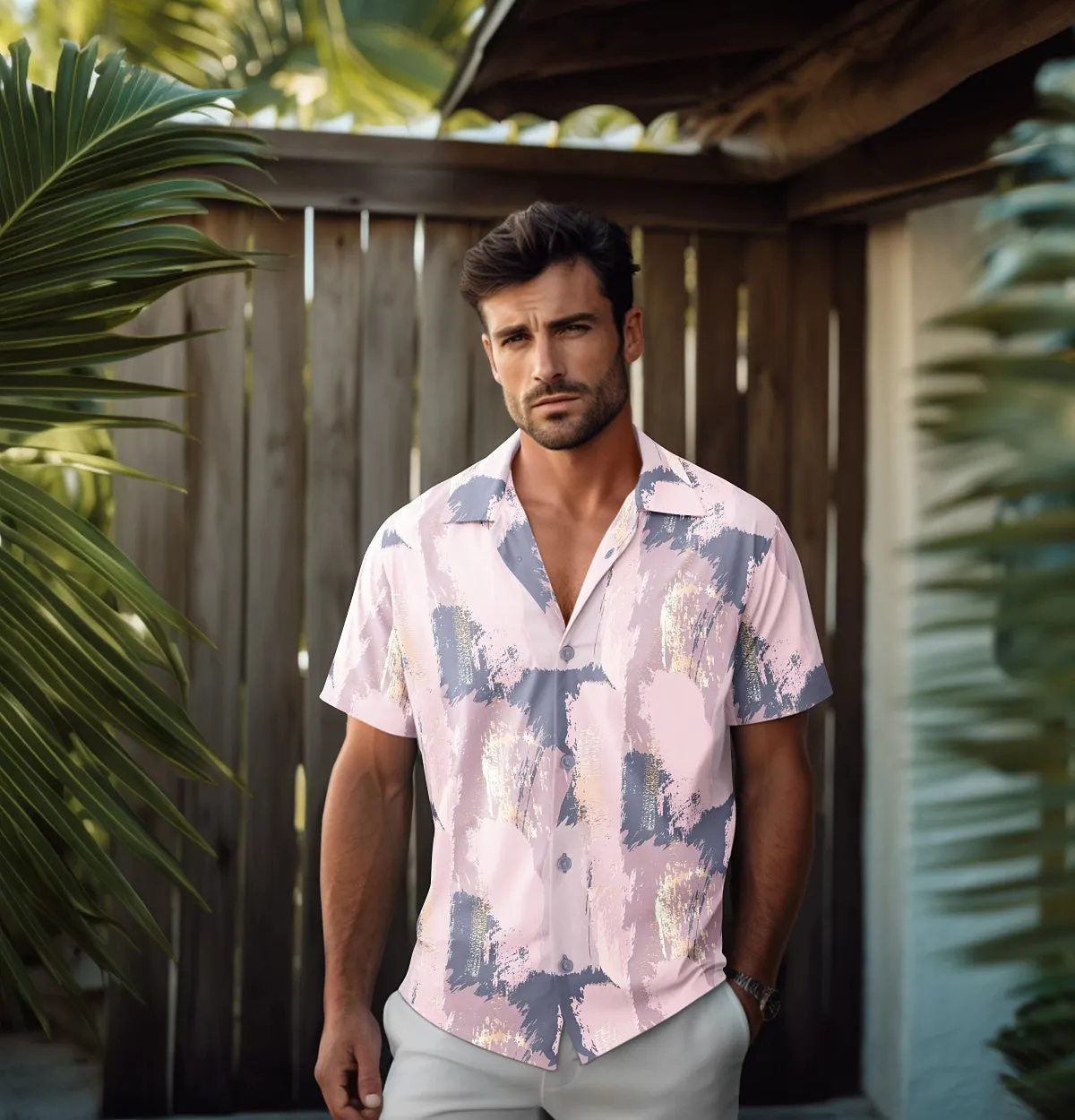 Wrinkle-Free - Dusty Pink & Lilac - Camp Collar sold by Airthreads product image thumbnail 5