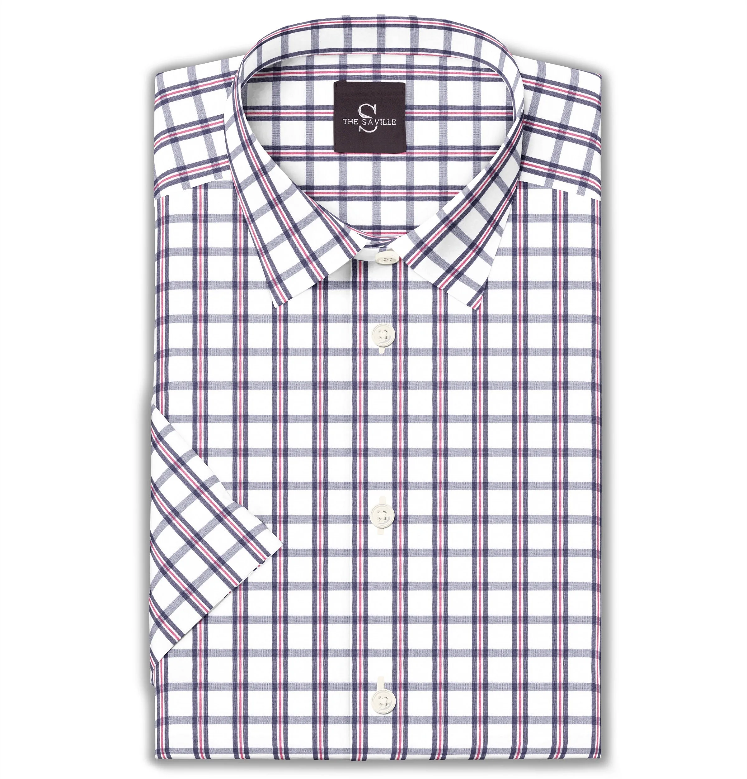 Wrinkle-free Navy and Red Checks - Short Sleeve sold by Airthreads