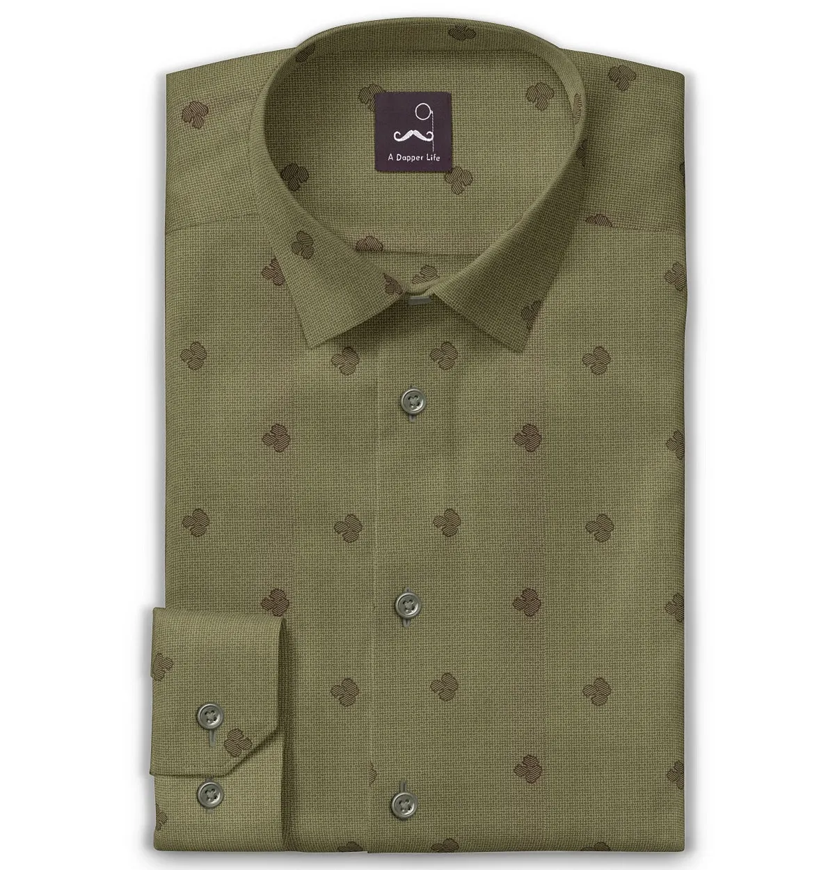 Pure Cotton - Long Sleeve - Olive Green Print sold by Airthreads