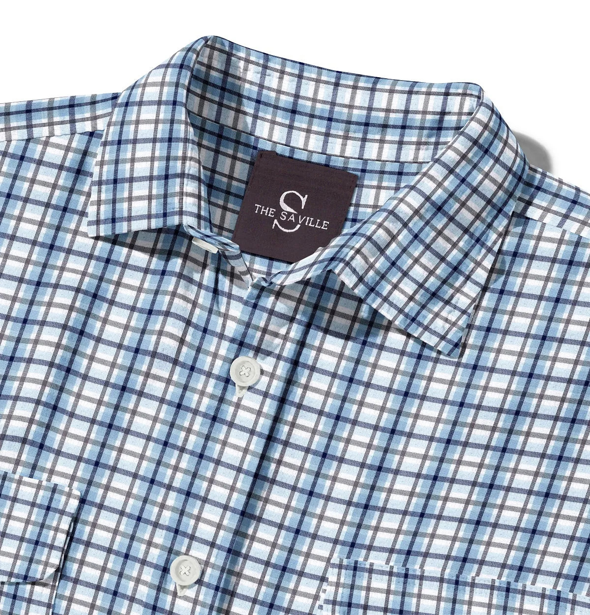 Wrinkle-free Blue and Gray Checks - Double Pocket - Long Sleeve sold by Airthreads product image thumbnail 2