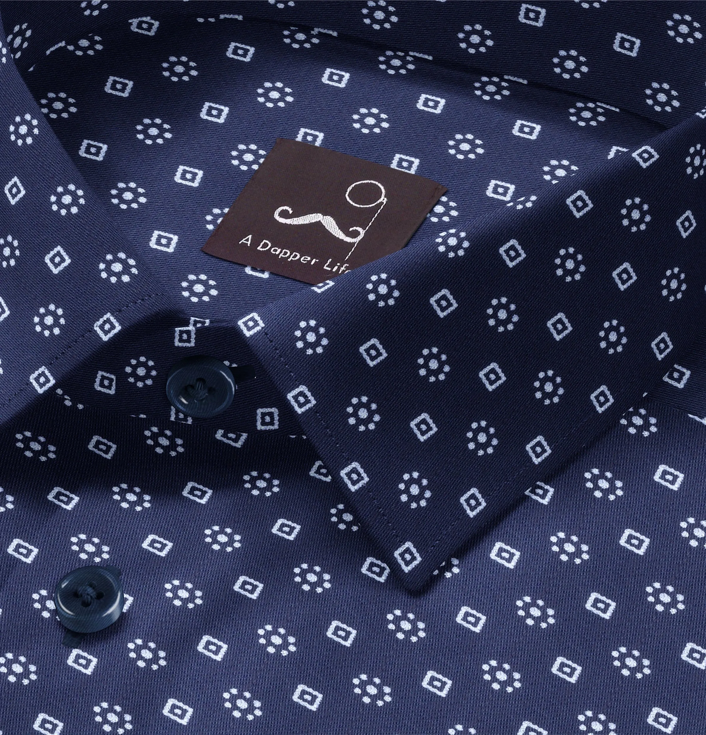 Pure Cotton - Long Sleeve - Navy Squares and Flowers sold by Airthreads product image thumbnail 2