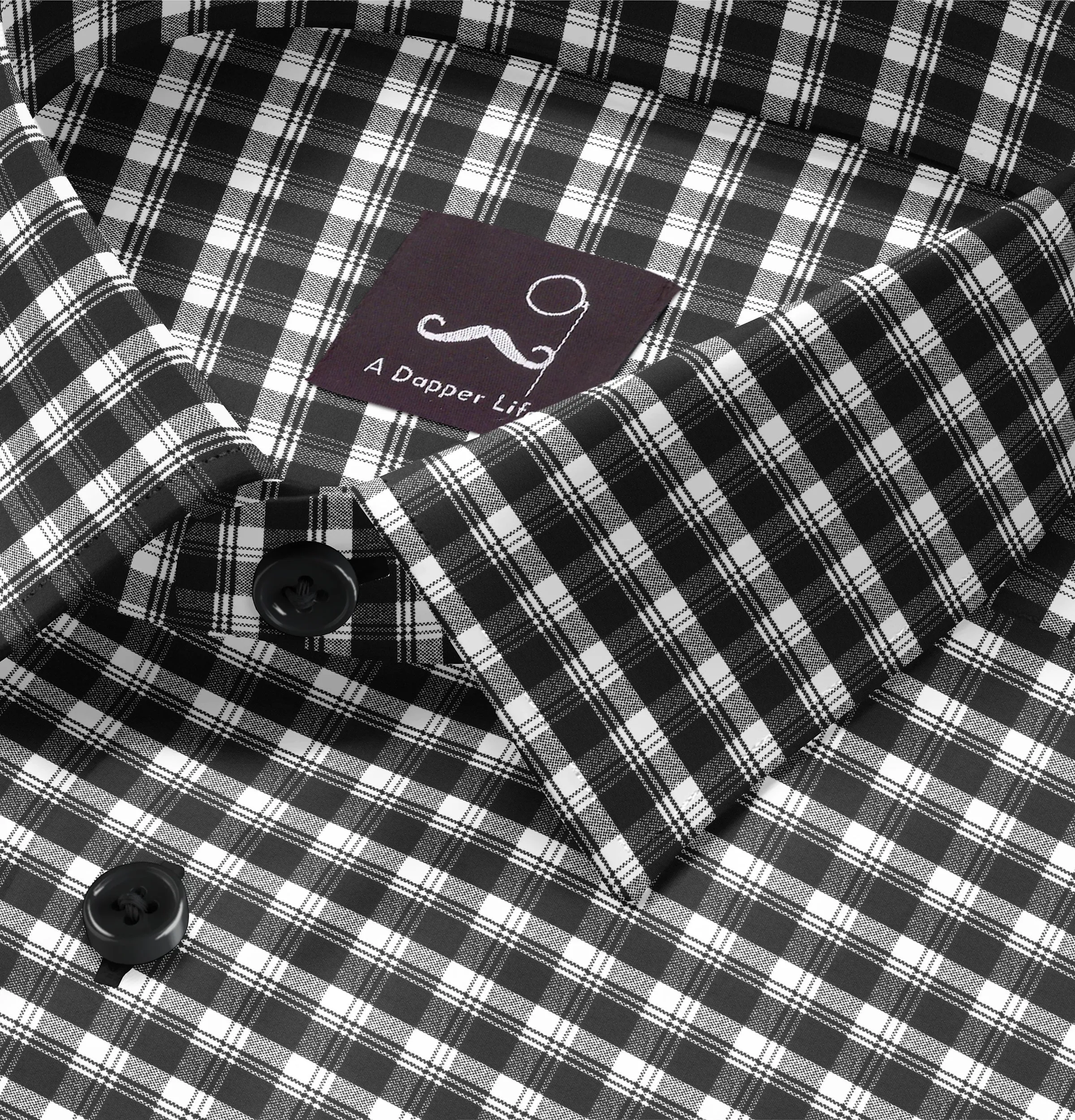 Pure Cotton - Long Sleeve - Black & White Checks Style 3 sold by Airthreads product image thumbnail 2