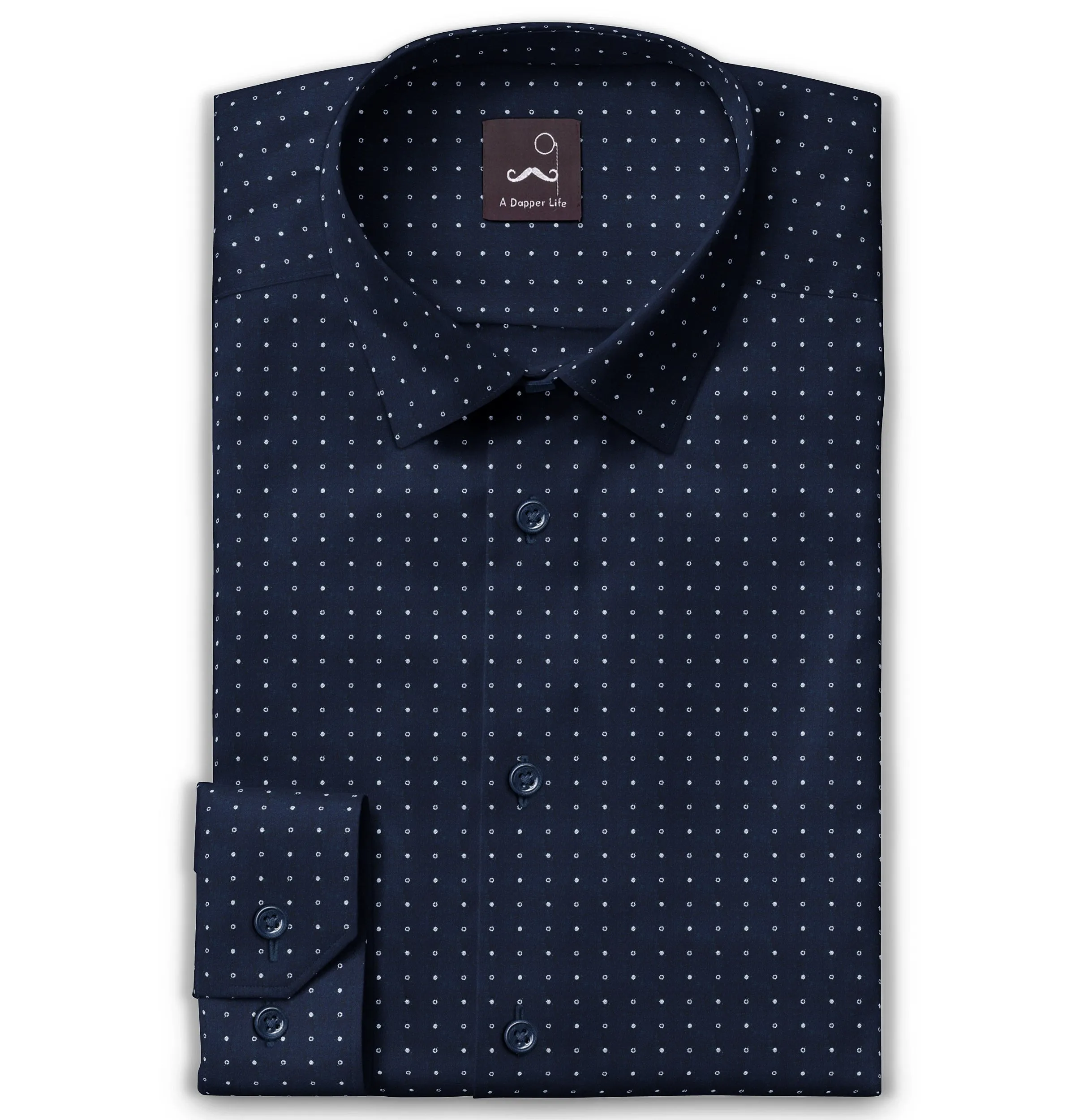 Pure Cotton - Long Sleeve - Navy Print Dots sold by Airthreads