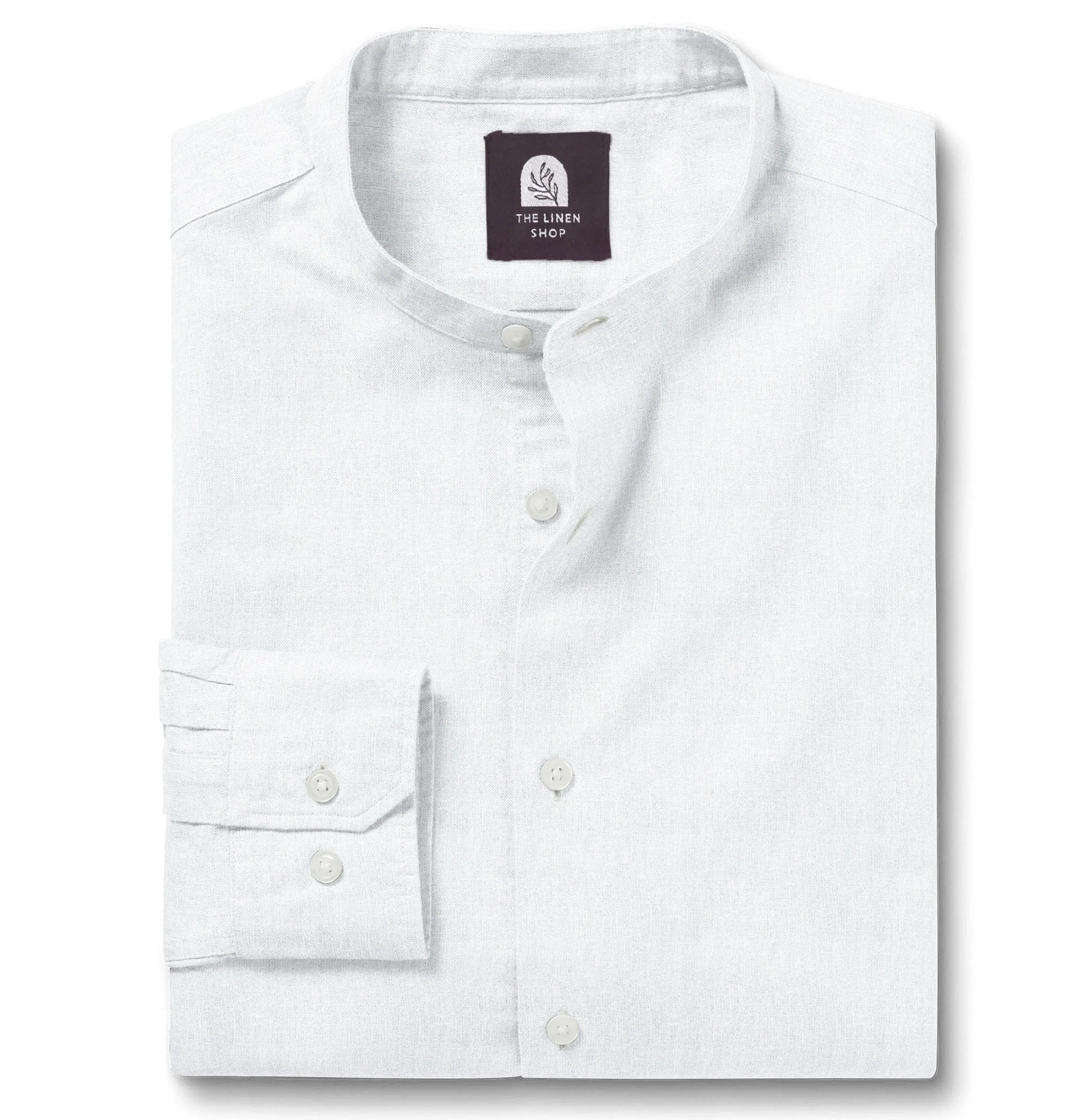 Pure Linen - Band Collar - White sold by Airthreads