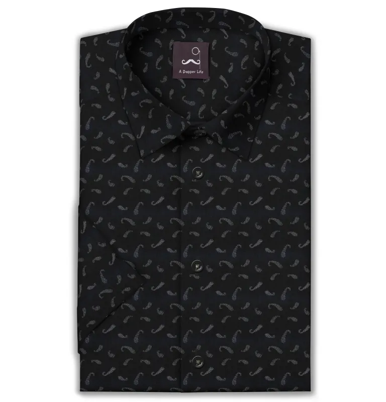 Pure Cotton - Short Sleeve - Black Paisley sold by Airthreads