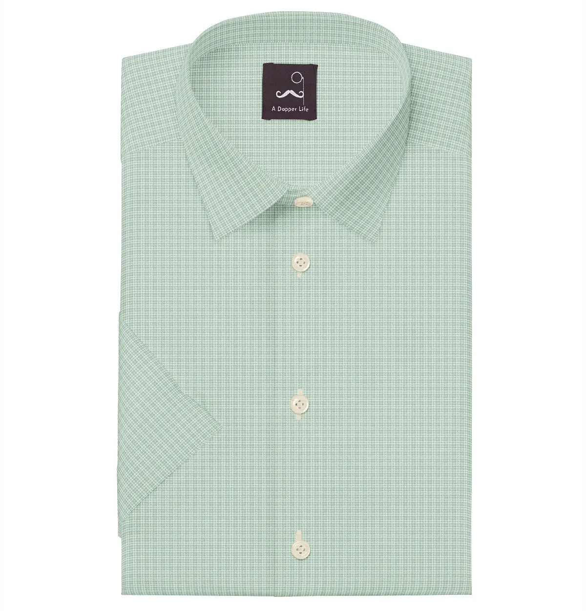 Pure Cotton - Short Sleeve - Mint Houndstooth Print sold by Airthreads