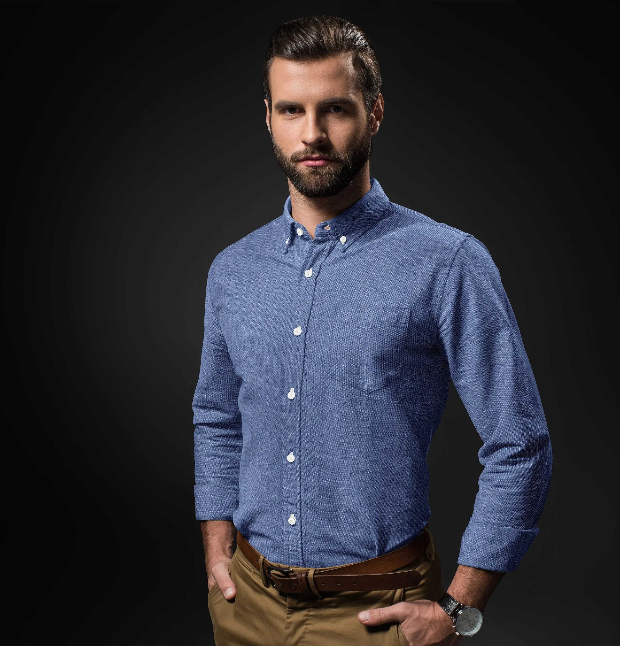 Oxford Button-Down - Long Sleeve - Dark Blue sold by Airthreads product image thumbnail 4