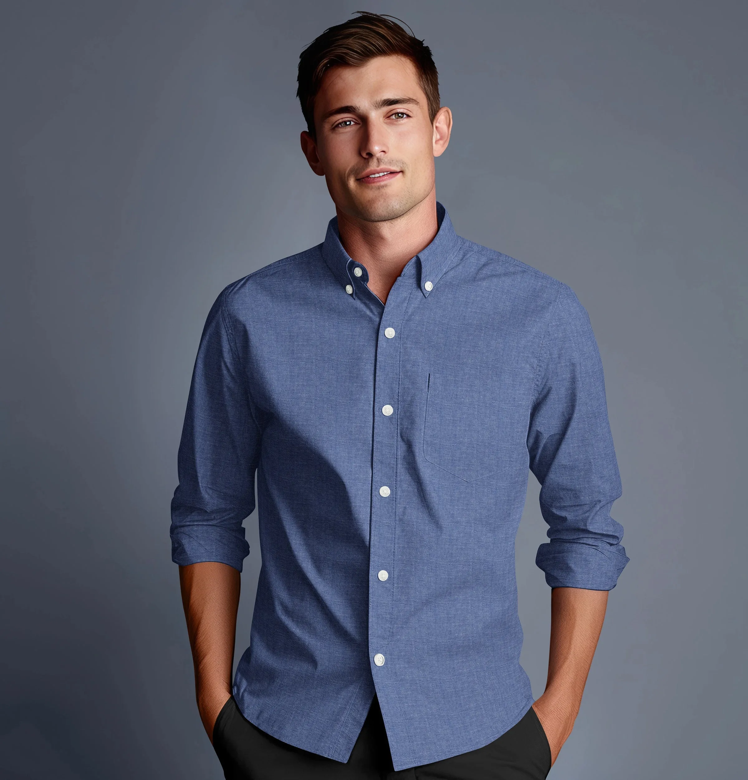 Oxford Button-Down - Long Sleeve - Dark Blue sold by Airthreads product image thumbnail 3