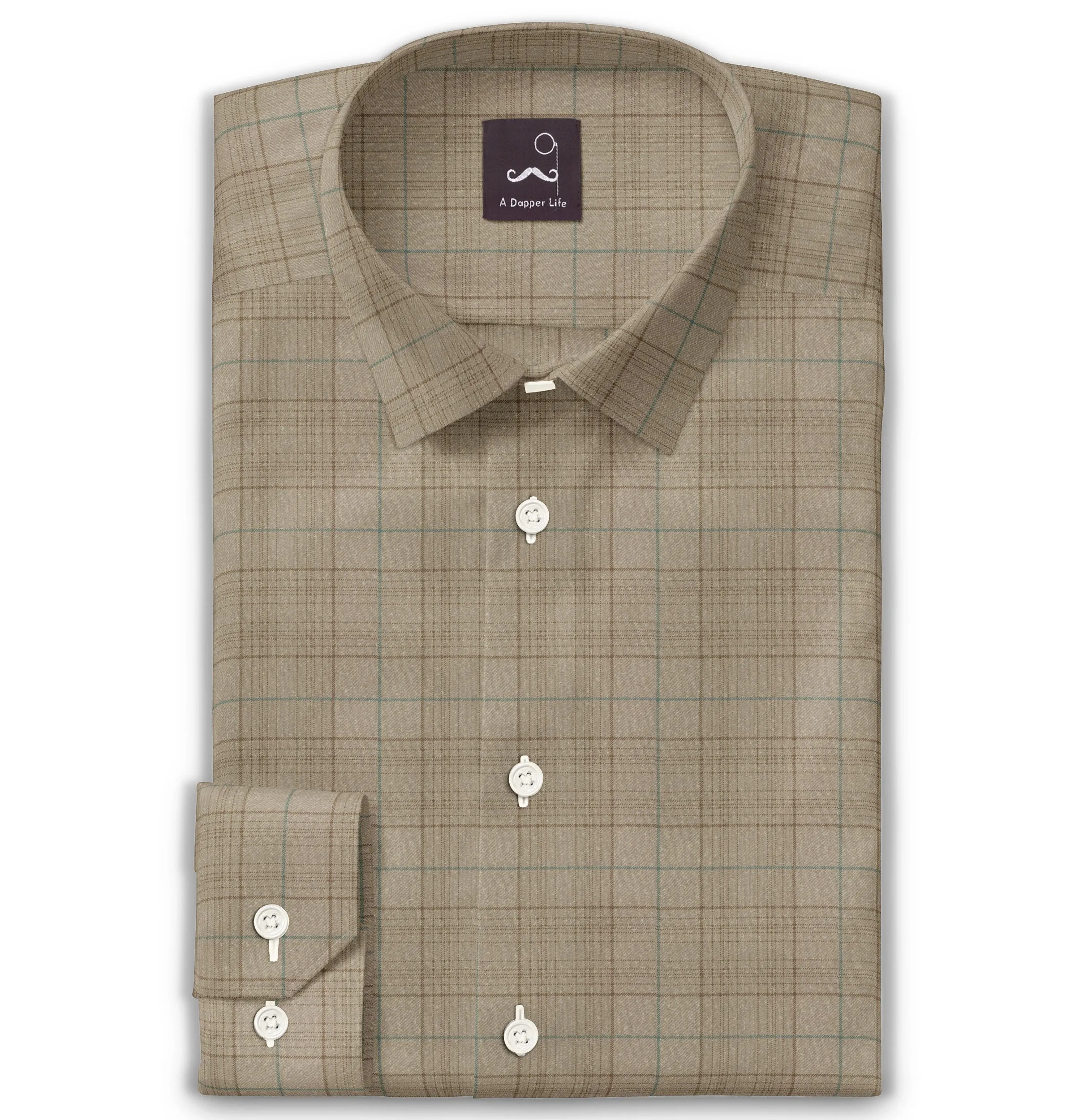 Pure Cotton - Long Sleeve - Brown Checks sold by Airthreads