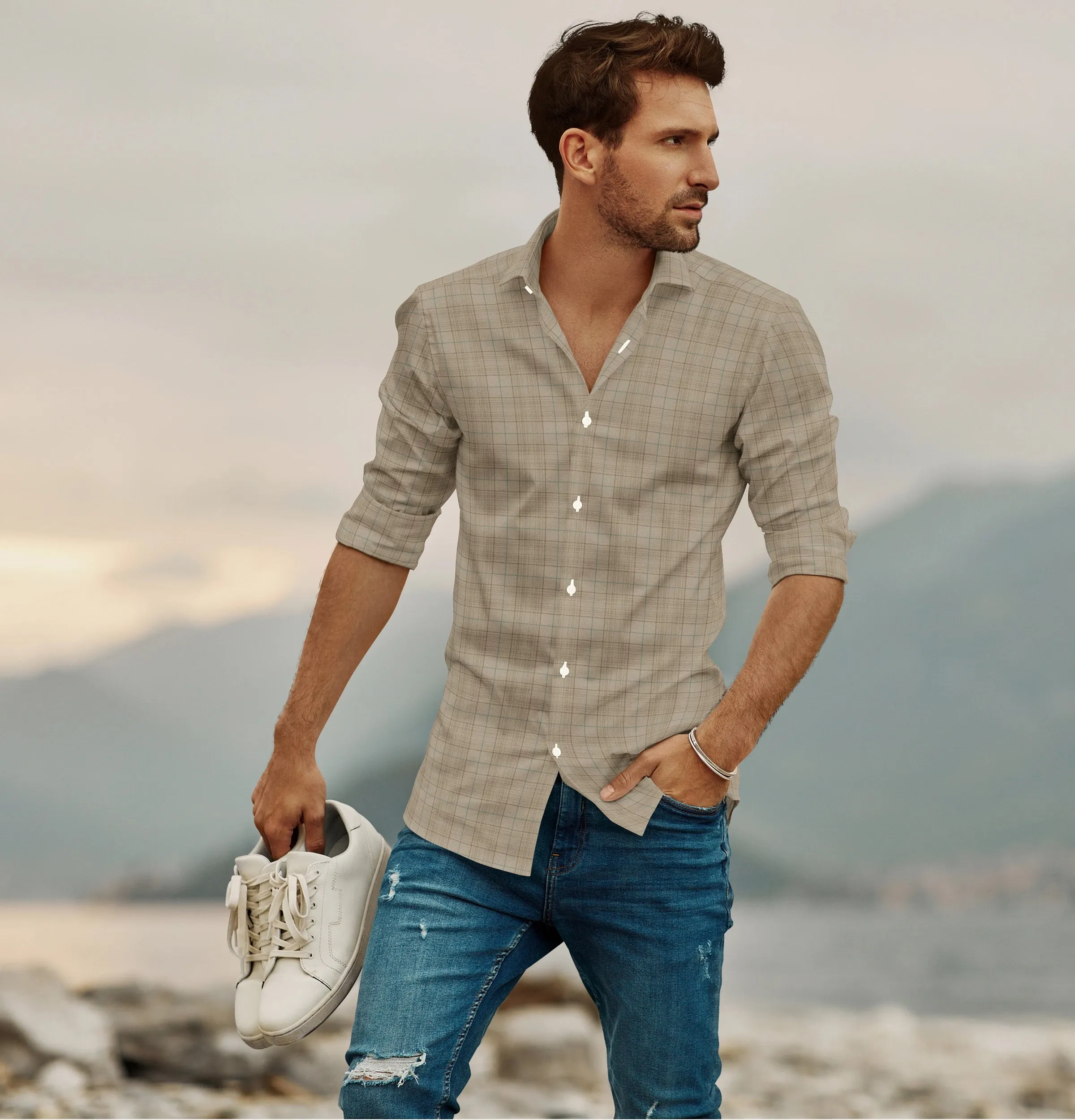 Pure Cotton - Long Sleeve - Brown Checks sold by Airthreads product image thumbnail 4