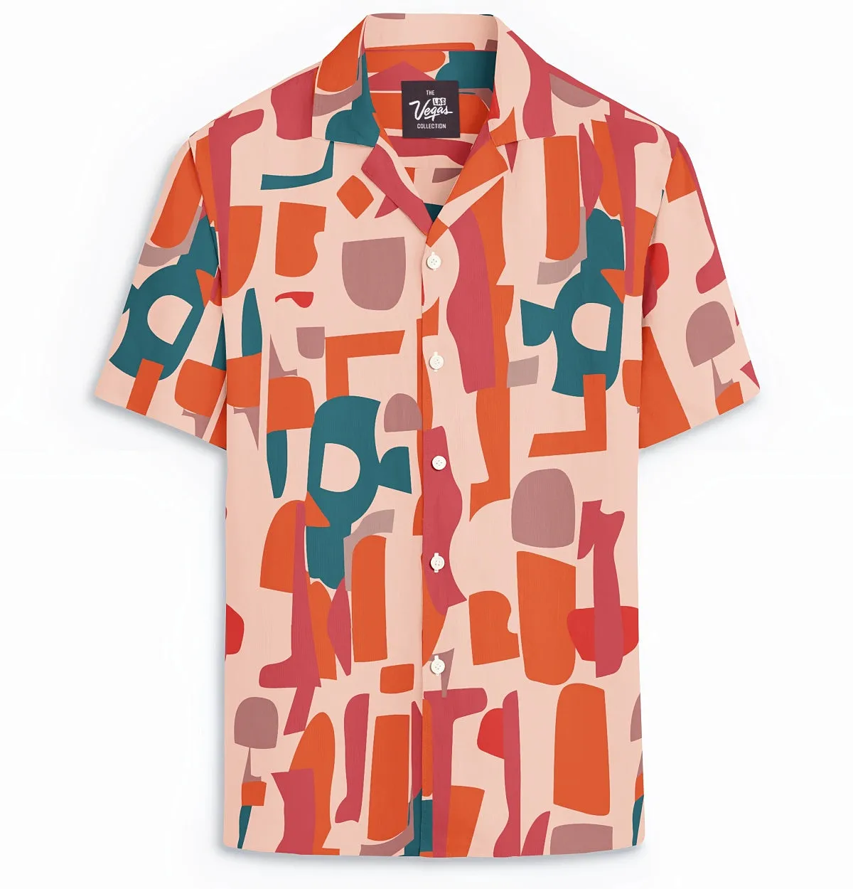 Wrinkle-Free - Orange & Peach Abstract - Camp Collar sold by Airthreads