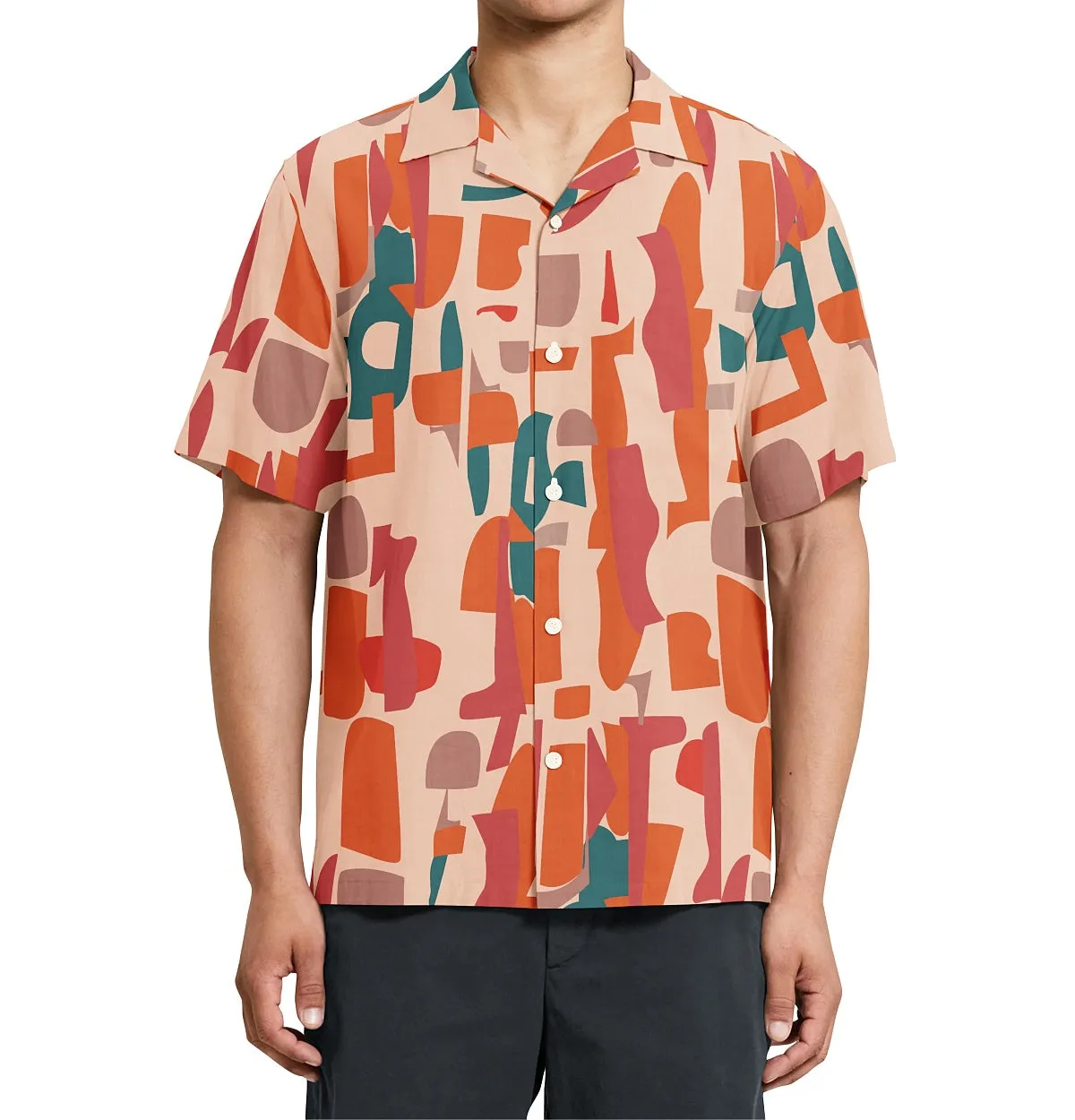 Wrinkle-Free - Orange & Peach Abstract - Camp Collar sold by Airthreads product image thumbnail 4