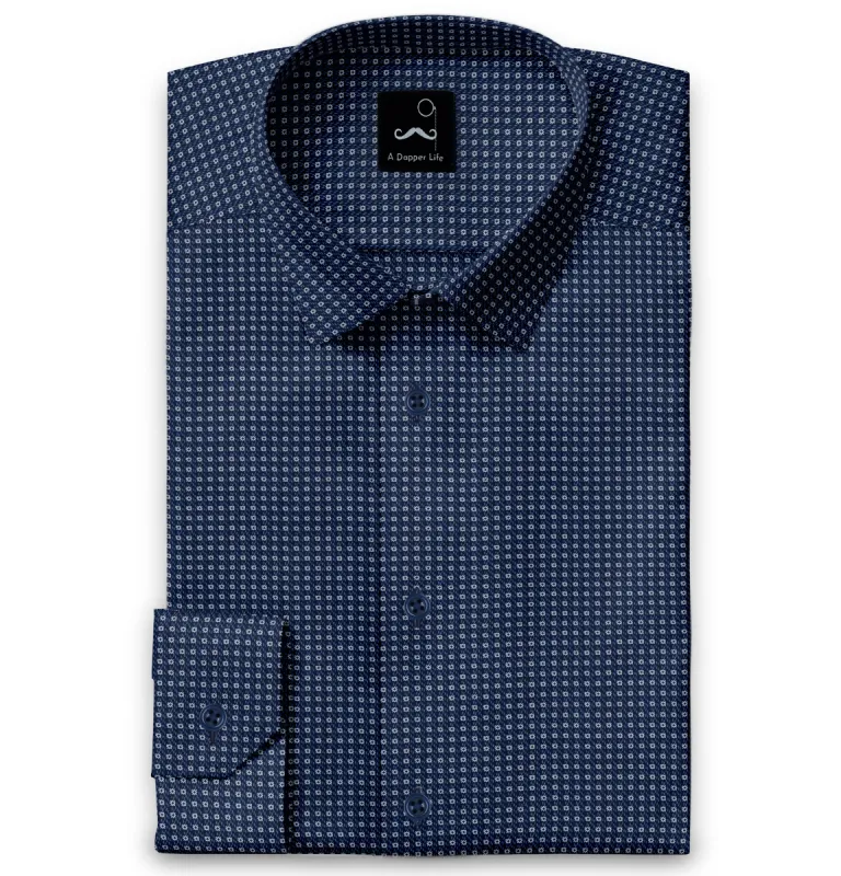 Pure Cotton - Long Sleeve - Navy with white flowers sold by Airthreads