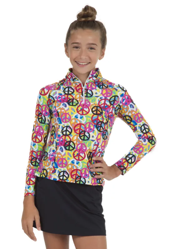 Youth Lennox Print Long Sleeve Mock Neck Top – 10381G sold by IBKUL
