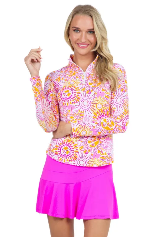 Sunny Day Print Long Sleeve Mock Neck Top – 10081 sold by IBKUL