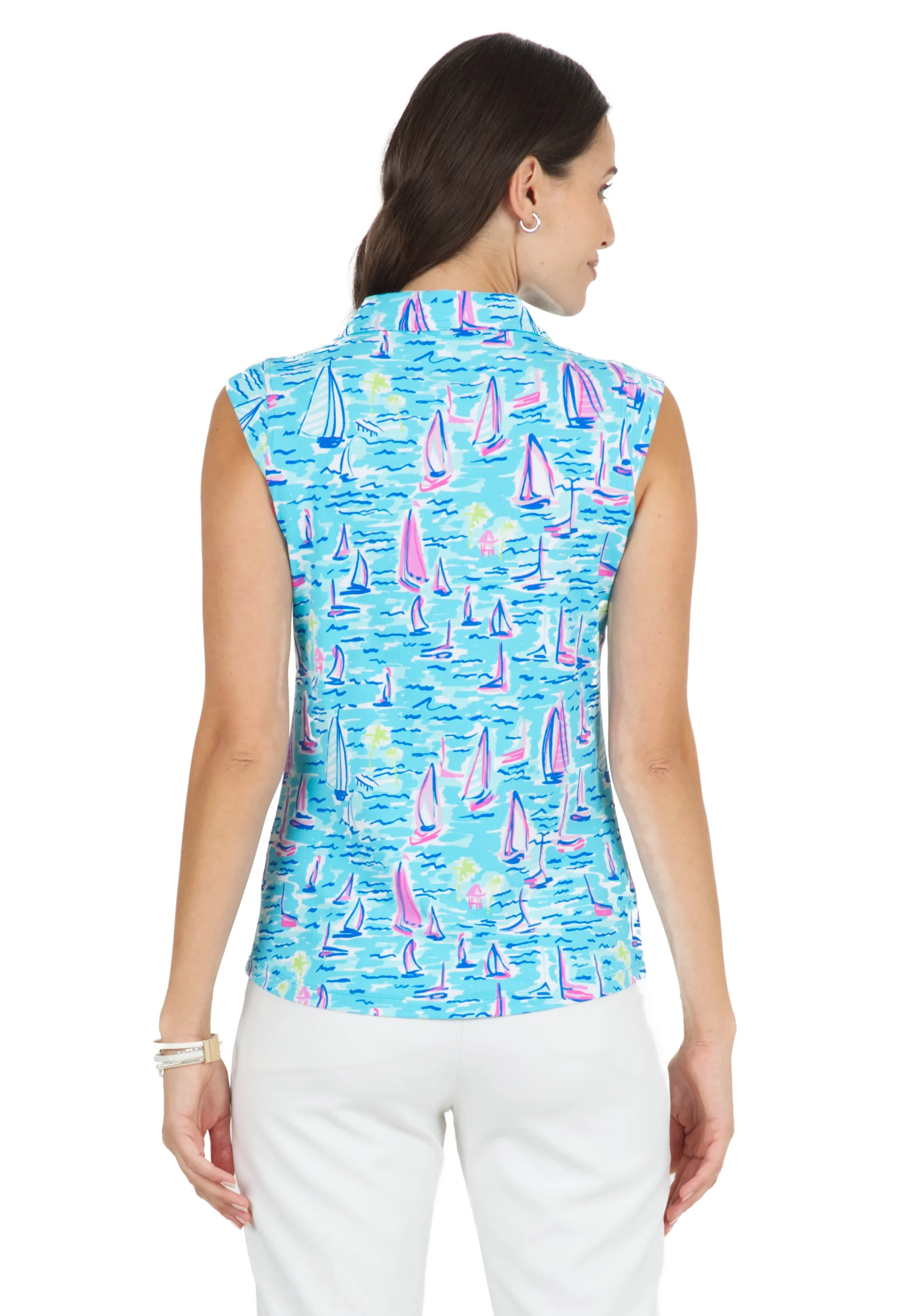 Darling Sail Print Sleeveless Polo – 14492 sold by IBKUL product image thumbnail 3