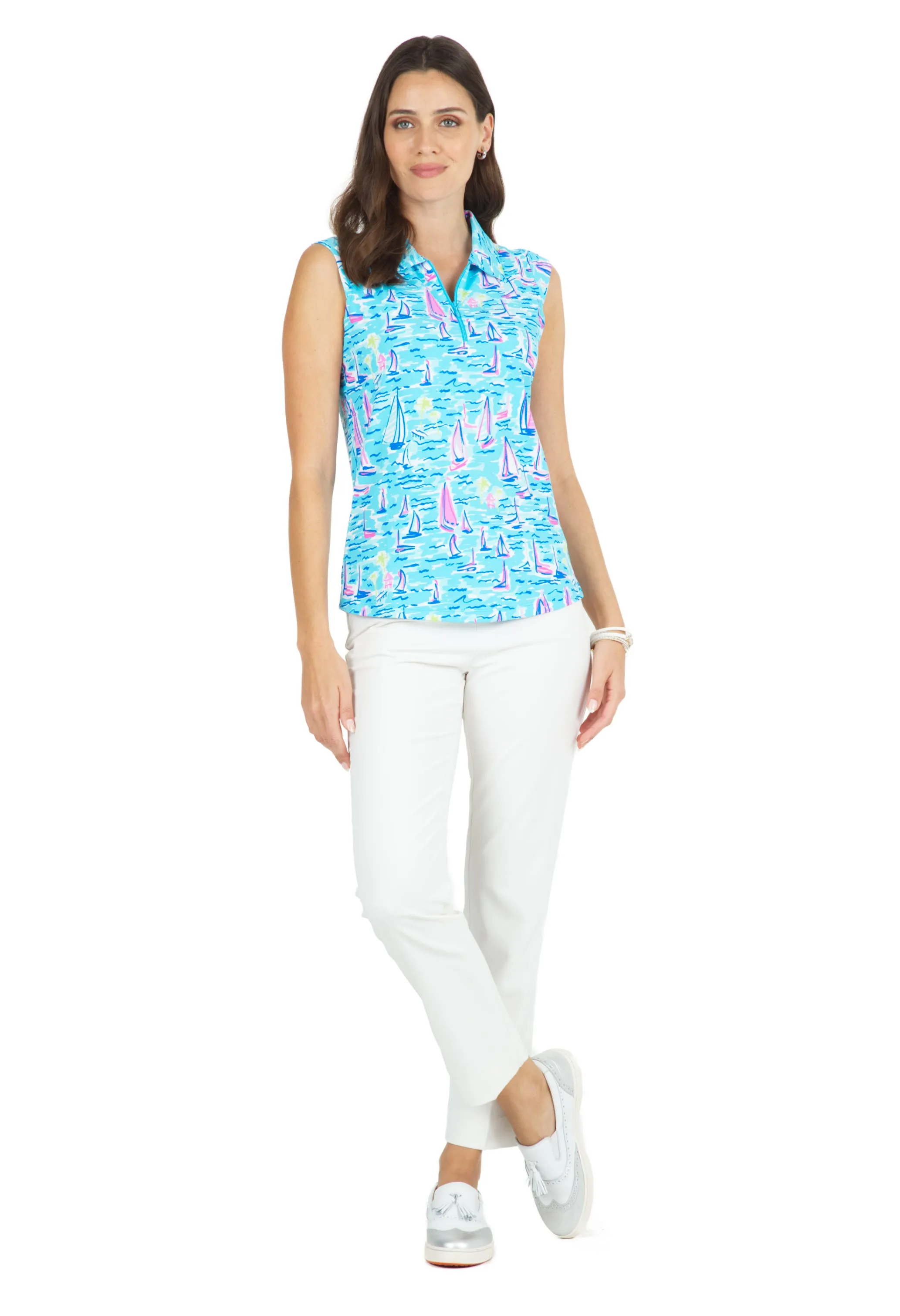 Darling Sail Print Sleeveless Polo – 14492 sold by IBKUL product image thumbnail 2
