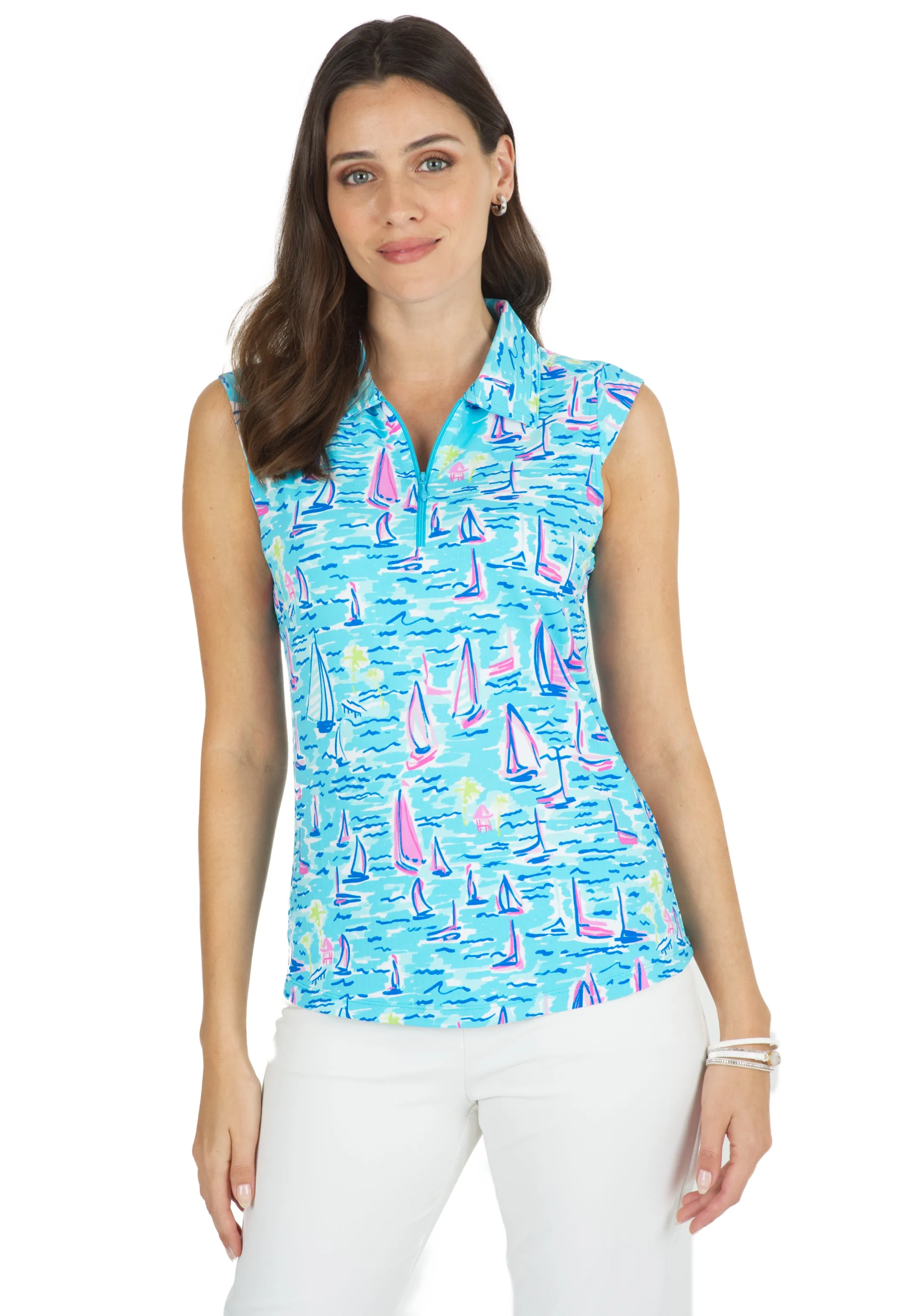 Darling Sail Print Sleeveless Polo – 14492 sold by IBKUL