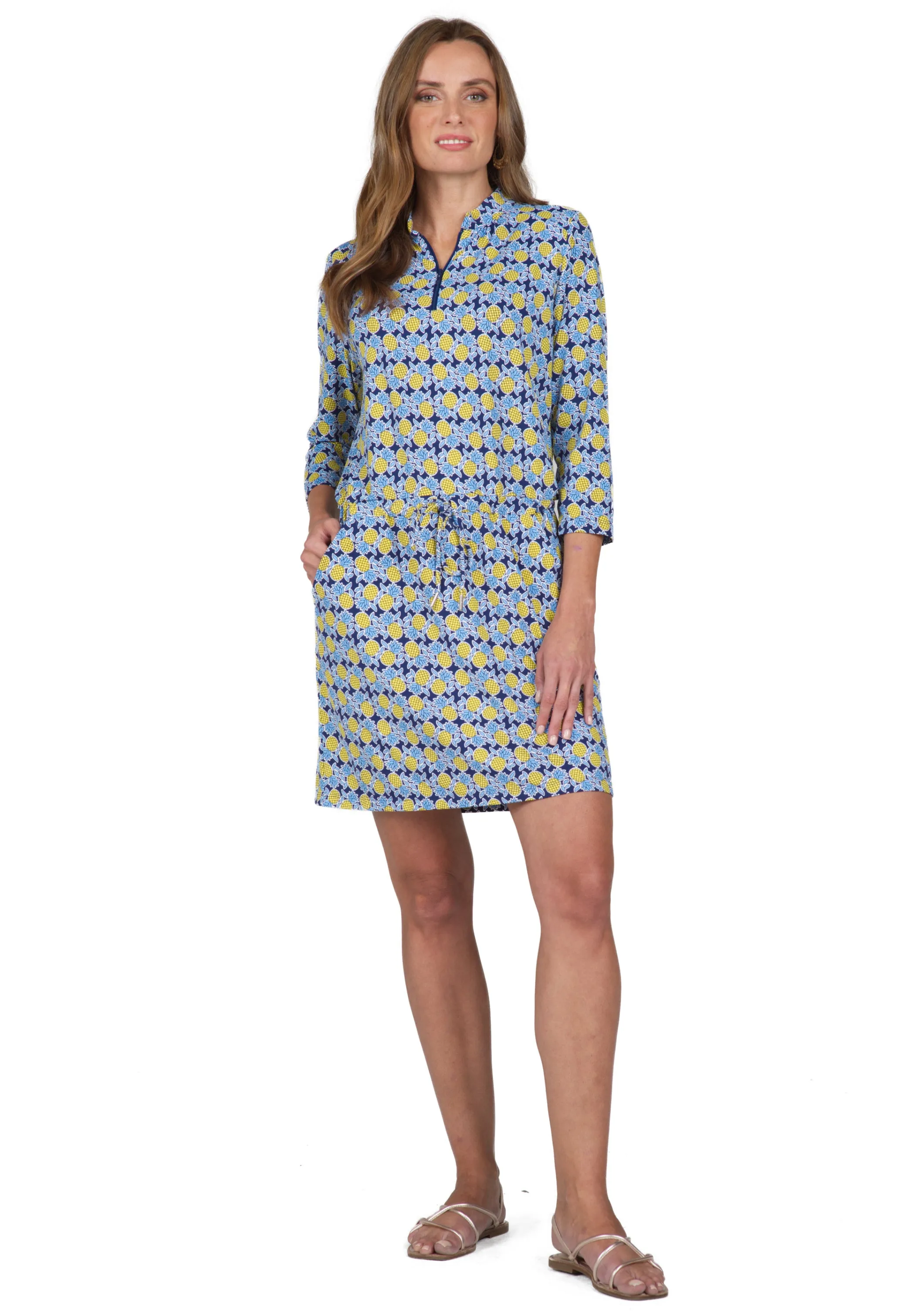 Chantal Print ¾ Sleeve Drawstring Dress – 62540 sold by IBKUL product image thumbnail 5