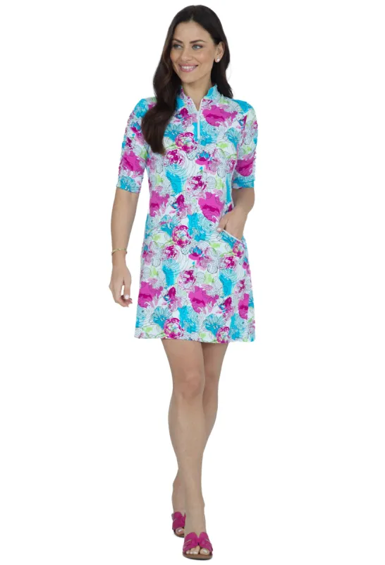 Paddy Print Ruched Elbow Length Sleeve Dress – 40757 sold by IBKUL