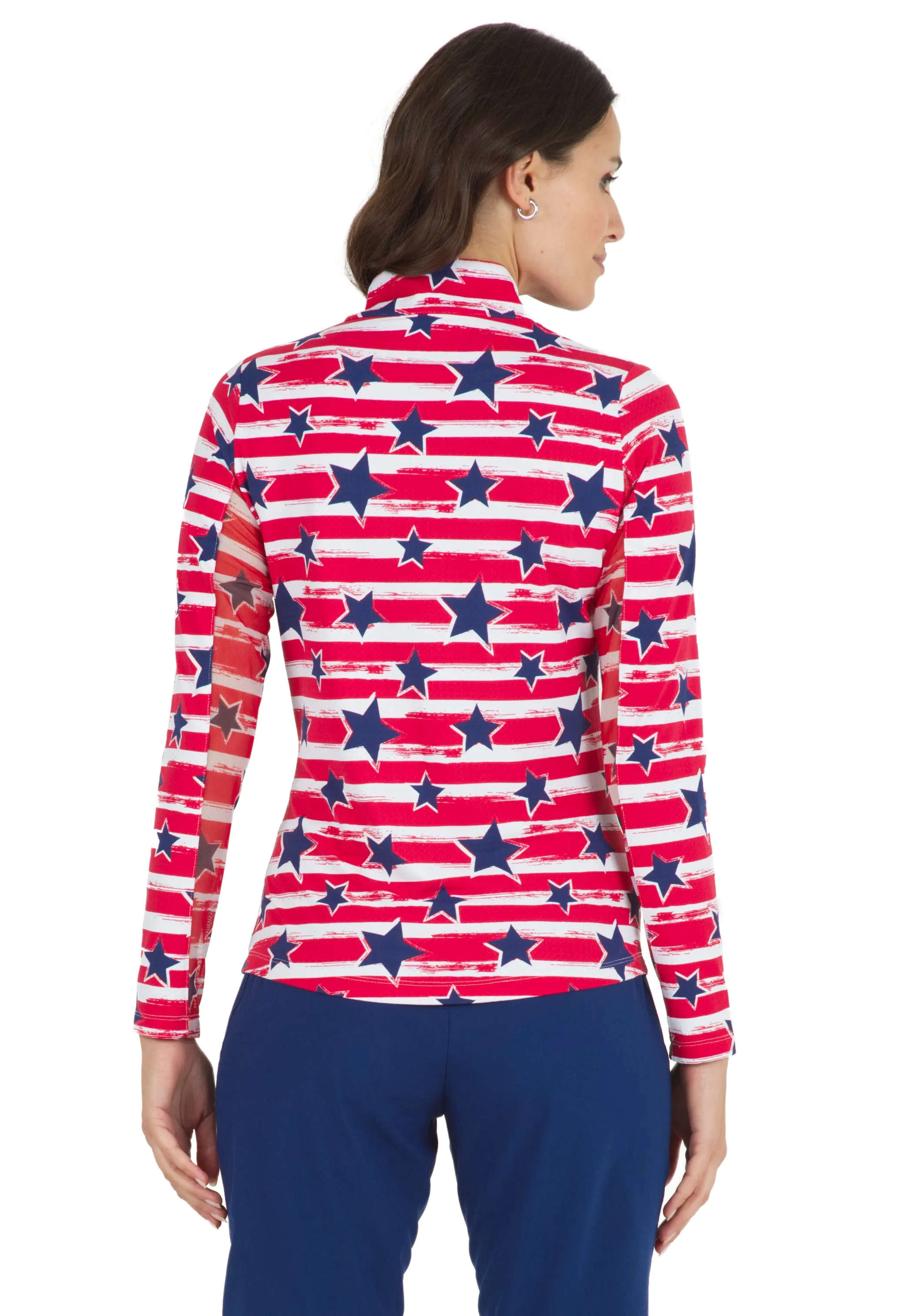 Americana II Print Long Sleeve Mock Neck Top – 10490 sold by IBKUL product image thumbnail 3