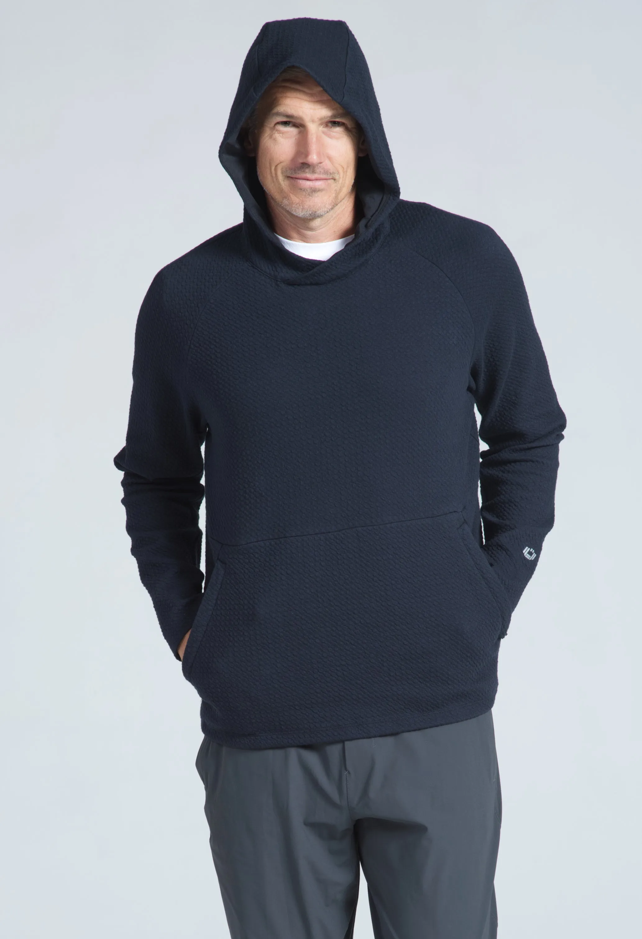 Solid Men's Popcorn Stitch Hoody sold by IBKUL product image thumbnail 2