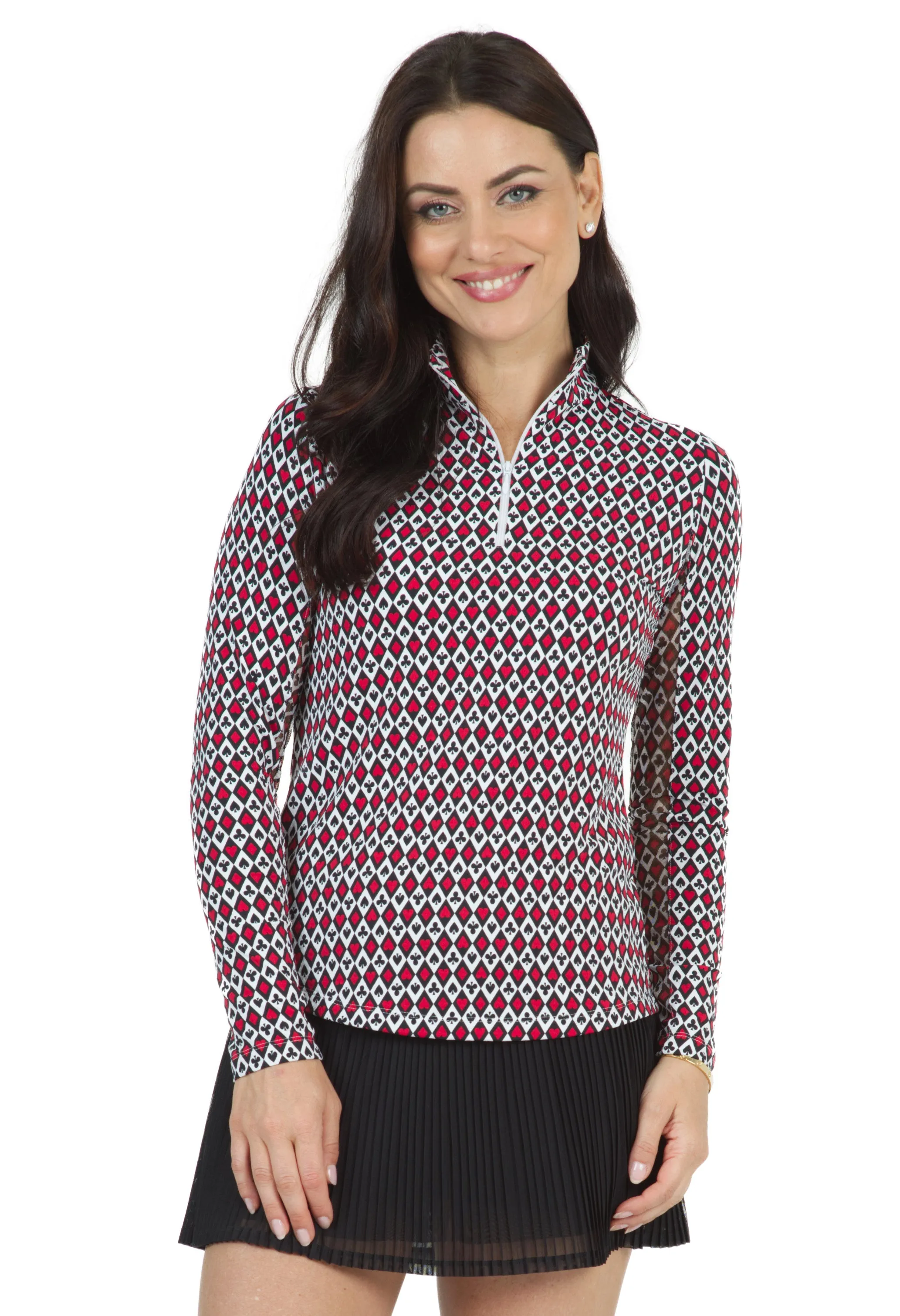 Casino Royale Print Long Sleeve Mock Neck Top – 10663 sold by IBKUL product image thumbnail 2