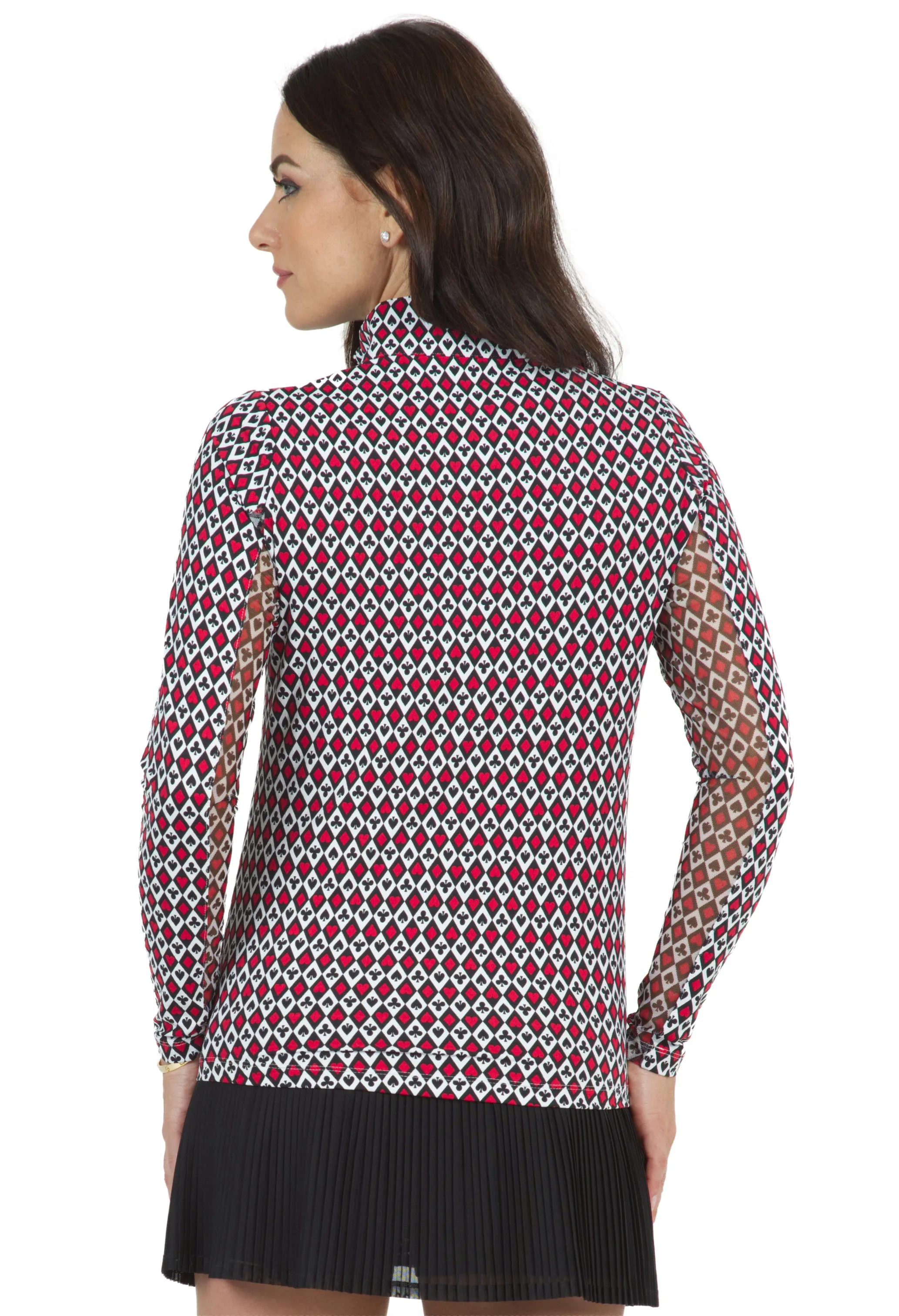 Casino Royale Print Long Sleeve Mock Neck Top – 10663 sold by IBKUL product image thumbnail 3
