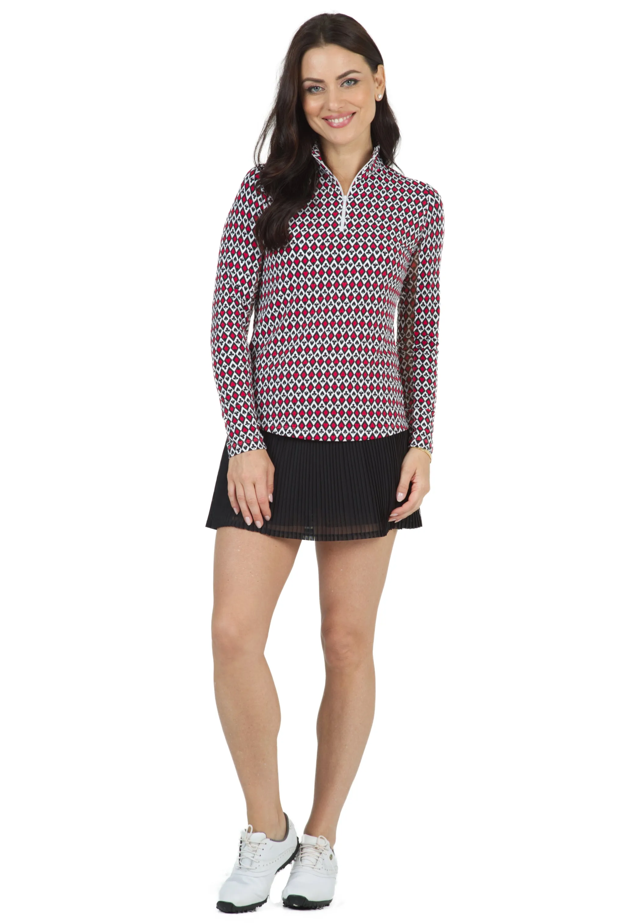 Casino Royale Print Long Sleeve Mock Neck Top – 10663 sold by IBKUL