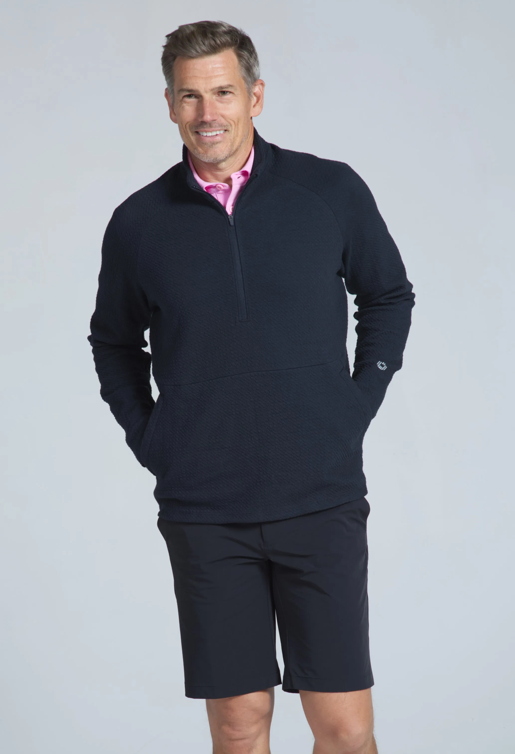 Solid Popcorn Stitch Zip Mock Pullover sold by IBKUL product image thumbnail 2