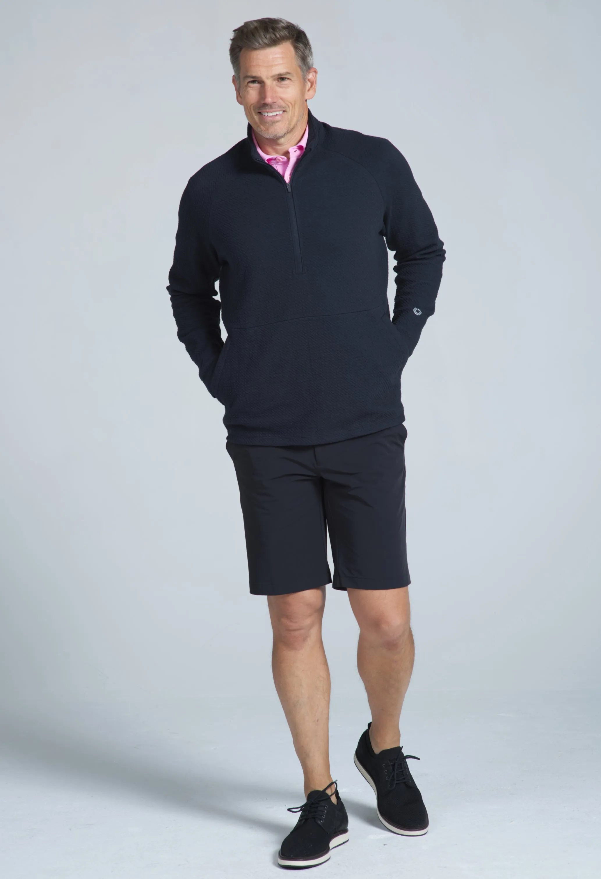 Solid Popcorn Stitch Zip Mock Pullover sold by IBKUL product image thumbnail 3
