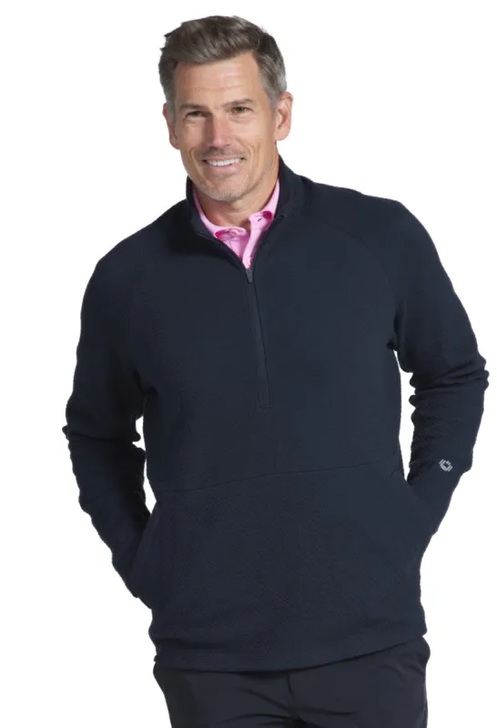 Solid Popcorn Stitch Zip Mock Pullover sold by IBKUL