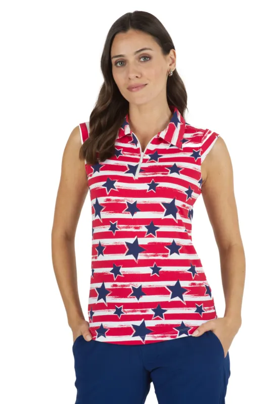 Americana II Print Sleeveless Polo – 14490 sold by IBKUL