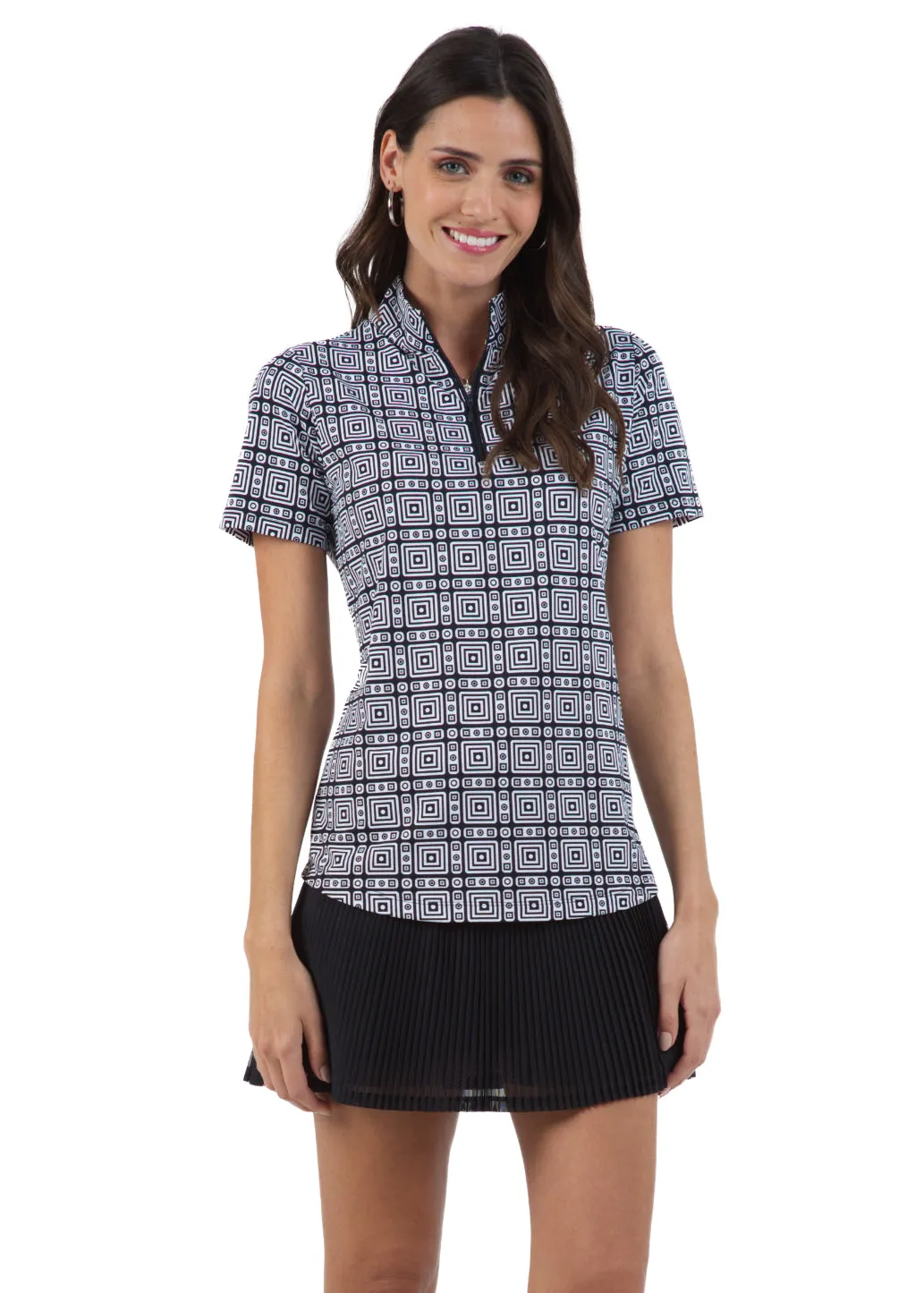 Pricilla Print Short Sleeve Mock Neck – 17970 sold by IBKUL product image thumbnail 3