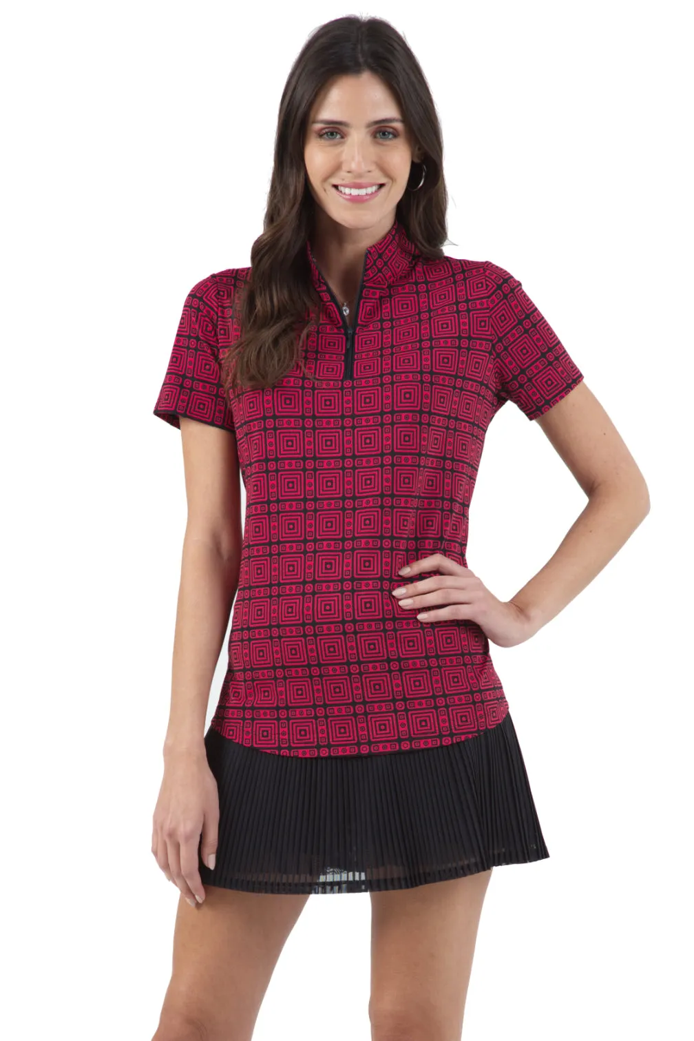 Pricilla Print Short Sleeve Mock Neck – 17970 sold by IBKUL product image thumbnail 2