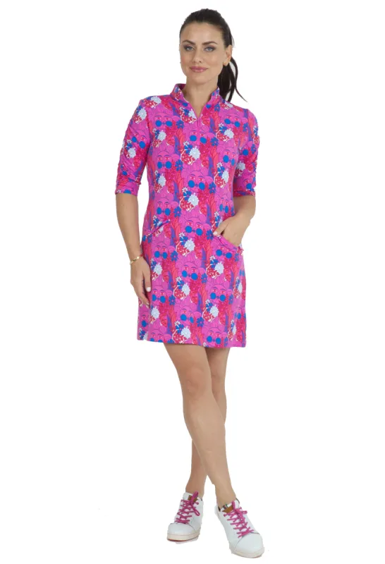 Nadia Print Ruched Elbow Length Sleeve Dress – 40760 sold by IBKUL